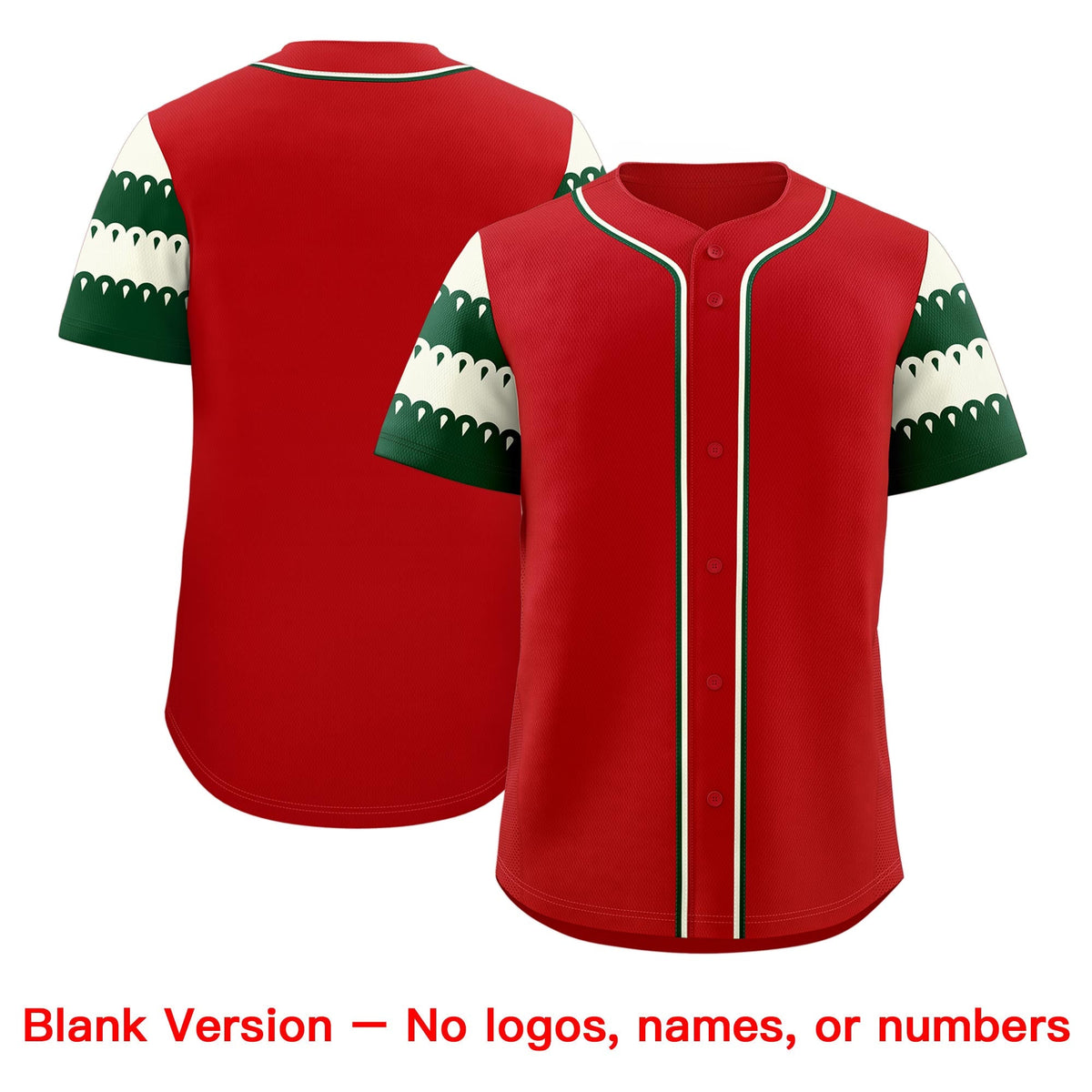 Custom Red White Green Sleeve Flag Lace Baseball Jersey | Sublimation Printed &amp; Embroidery,Add Name and Numbern,Perfect for Teams | KXKSHOP