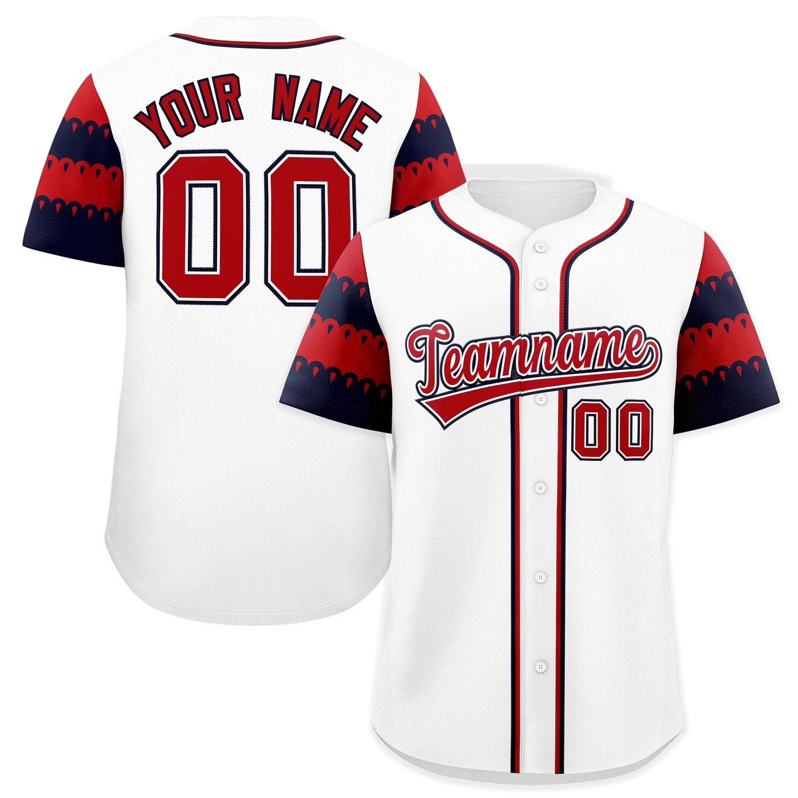 Custom White Red Navy Sleeve Flag Lace Baseball Jersey | Sublimation Printed & Embroidery,Add Name and Numbern,Perfect for Teams | KXKSHOP