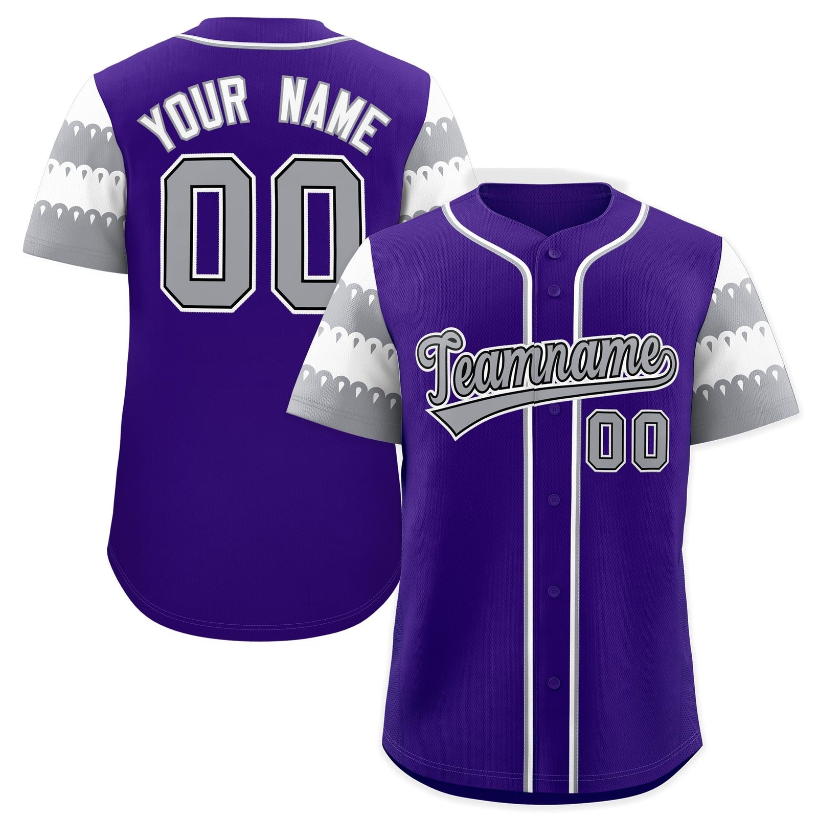 Custom Purple Gray White Sleeve Flag Lace Baseball Jersey | Sublimation Printed & Embroidery,Add Name and Numbern,Perfect for Teams | KXKSHOP