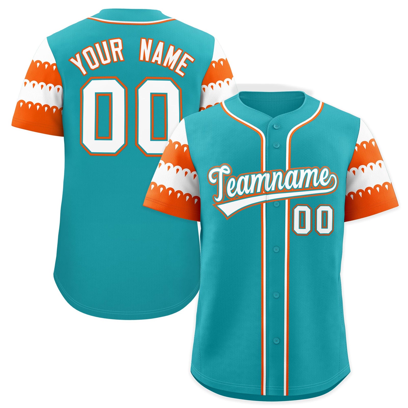 Custom Aqua Orange White Sleeve Flag Lace Baseball Jersey | Sublimation Printed & Embroidery,Add Name and Numbern,Perfect for Teams | KXKSHOP