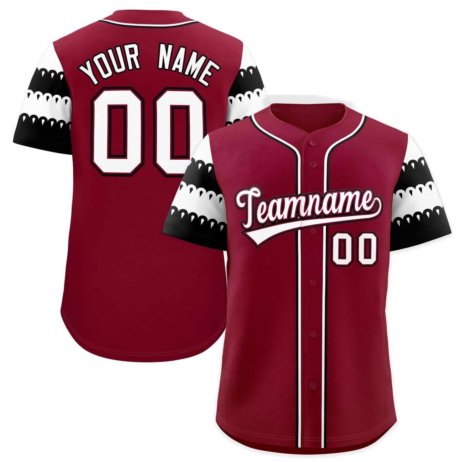 Custom Crimson White Black Sleeve Flag Lace Baseball Jersey | Sublimation Printed & Embroidery,Add Name and Numbern,Perfect for Teams | KXKSHOP