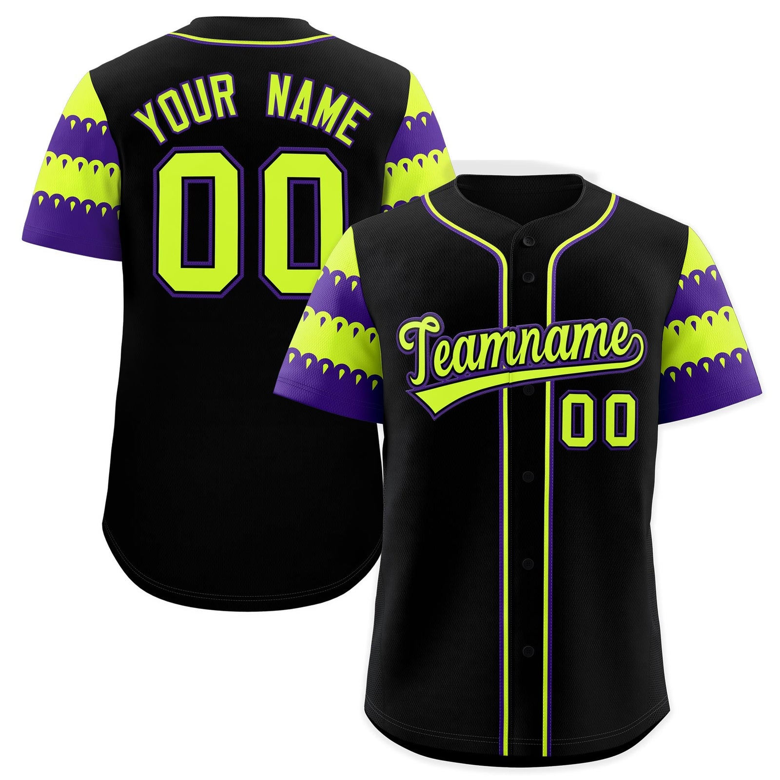 Custom Black Purple Sleeve Flag Lace Baseball Jersey | Sublimation Printed & Embroidery,Add Name and Numbern,Perfect for Teams | KXKSHOP