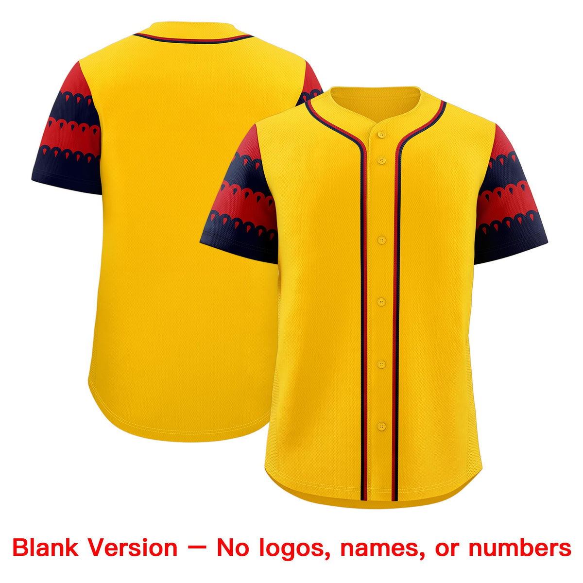 Custom Gold Navy Red Sleeve Flag Lace Baseball Jersey | Sublimation Printed &amp; Embroidery,Add Name and Numbern,Perfect for Teams | KXKSHOP