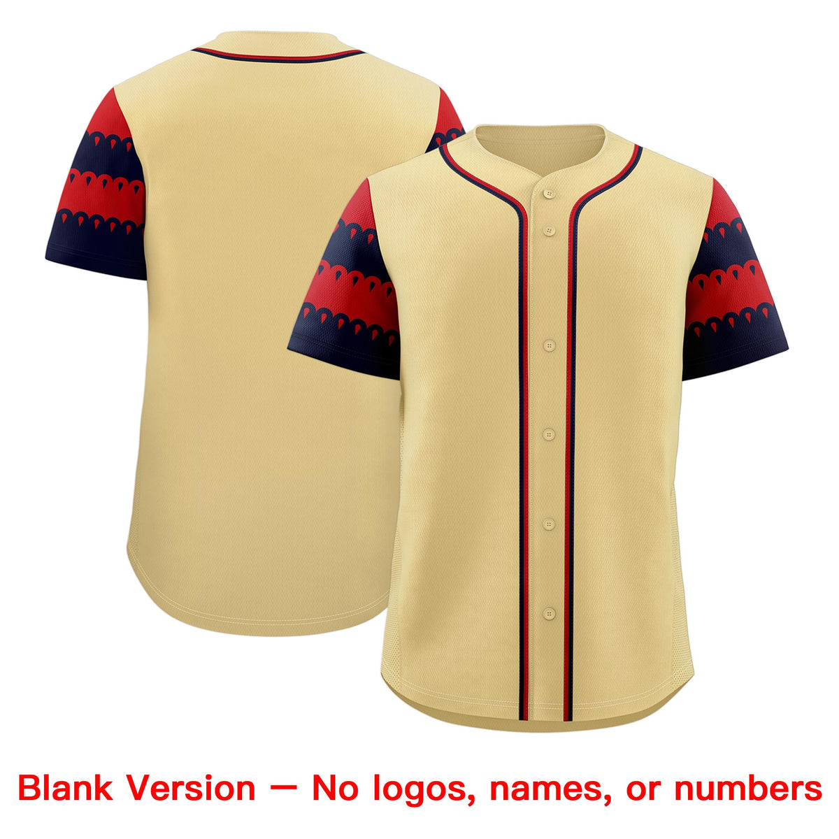 Custom Khaki Red Navy Sleeve Flag Lace Baseball Jersey | Sublimation Printed &amp; Embroidery,Add Name and Numbern,Perfect for Teams | KXKSHOP