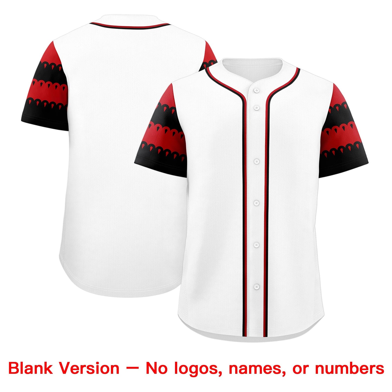 Custom White Red Black Sleeve Flag Lace Baseball Jersey | Sublimation Printed & Embroidery,Add Name and Numbern,Perfect for Teams | KXKSHOP