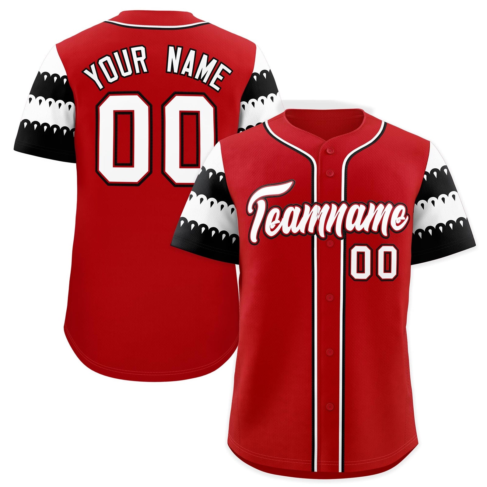 Custom Red White Black Sleeve Flag Lace Baseball Jersey | Sublimation Printed & Embroidery,Add Name and Numbern,Perfect for Teams | KXKSHOP