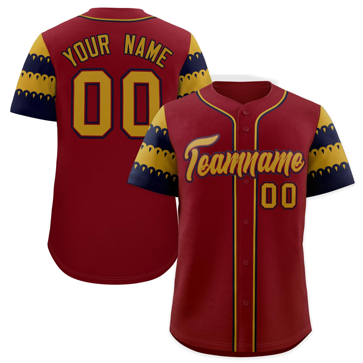 Custom Crimson Old Gold Navy Sleeve Flag Lace Baseball Jersey | Sublimation Printed &amp; Embroidery,Add Name and Numbern,Perfect for Teams | KXKSHOP