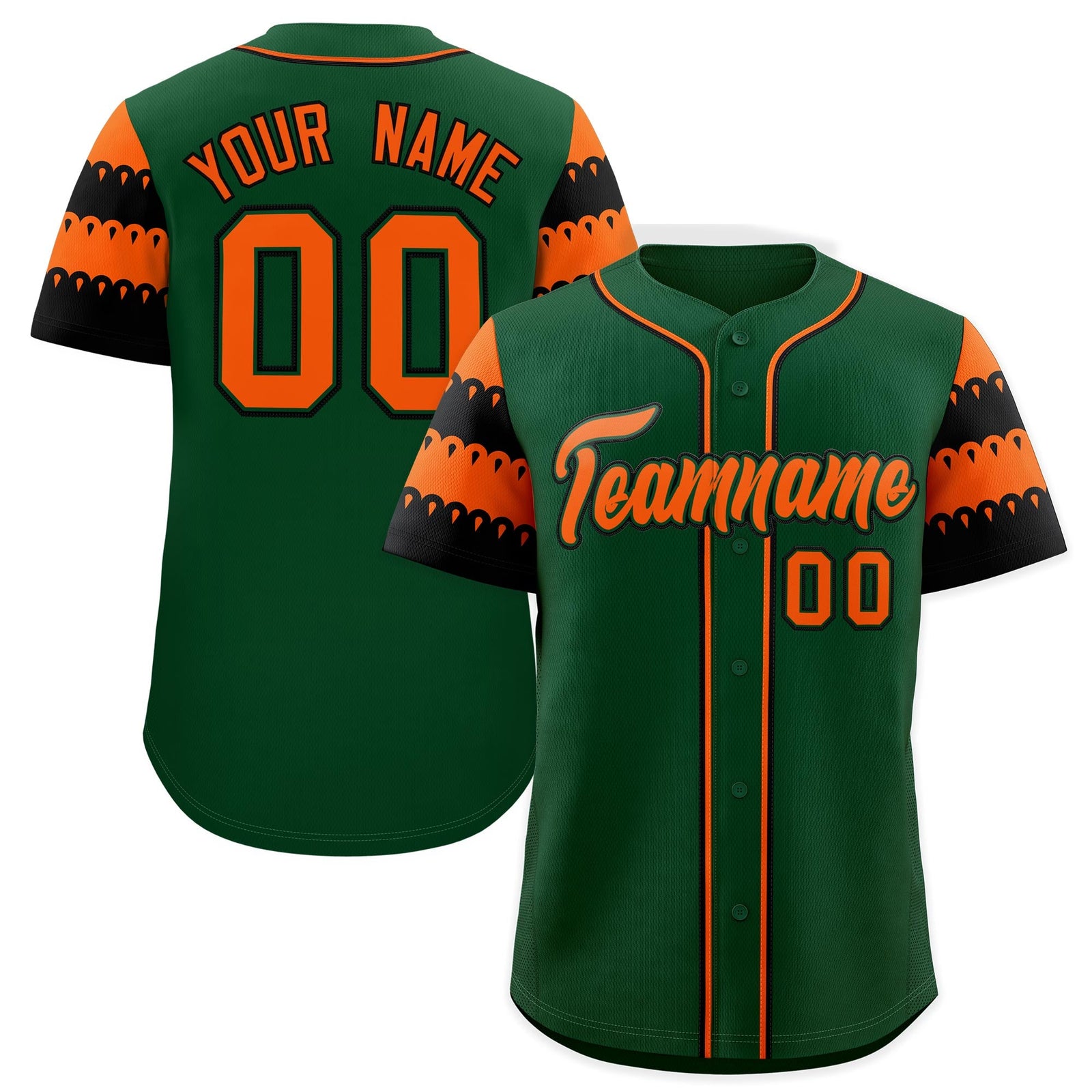 Custom Green Orange Black Sleeve Flag Lace Baseball Jersey | Sublimation Printed & Embroidery,Add Name and Numbern,Perfect for Teams | KXKSHOP