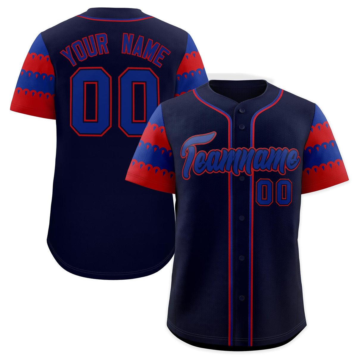 Custom Navy Red Royal Sleeve Flag Lace Baseball Jersey | Sublimation Printed &amp; Embroidery,Add Name and Numbern,Perfect for Teams | KXKSHOP