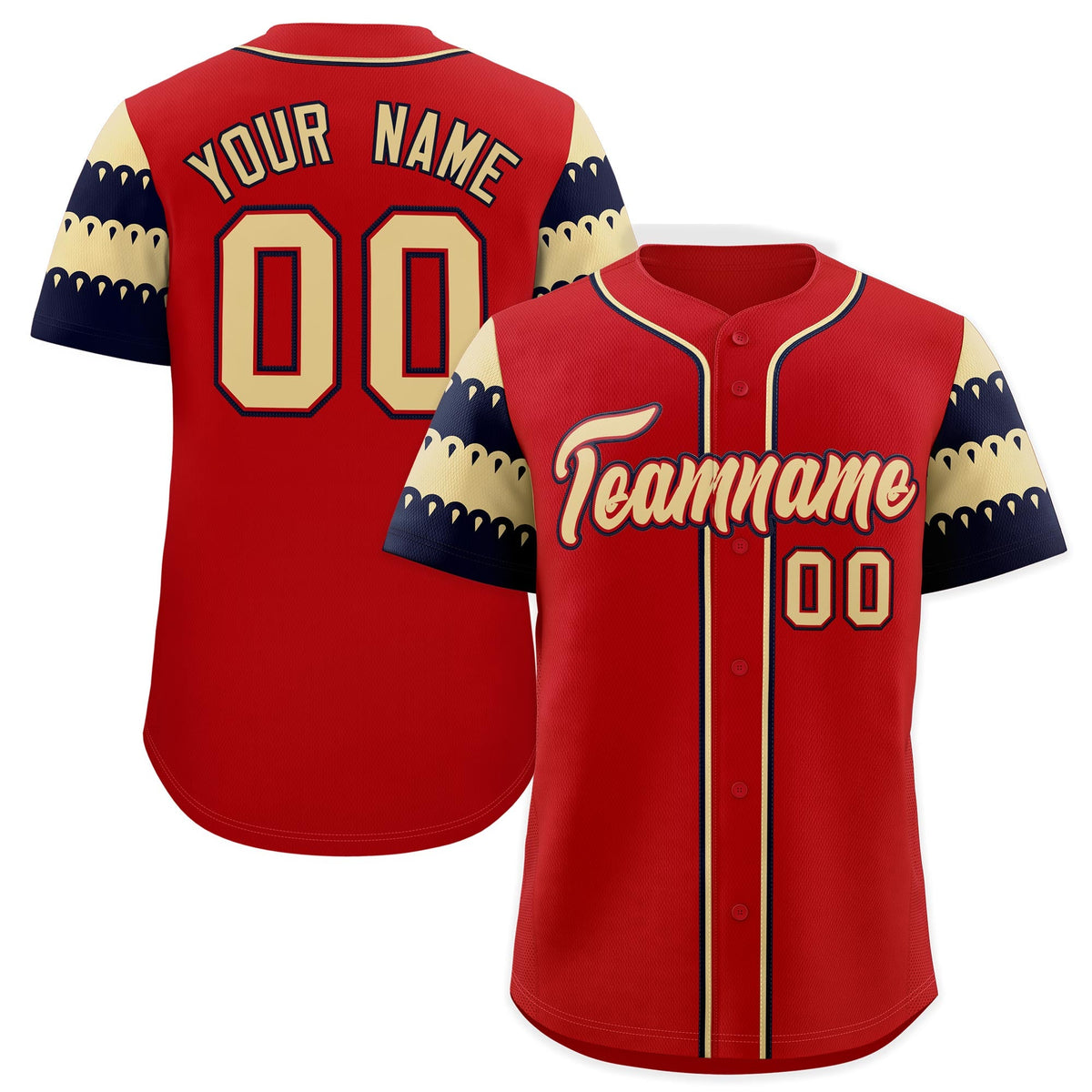 Custom Red Khaki Black Sleeve Flag Lace Baseball Jersey | Sublimation Printed &amp; Embroidery,Add Name and Numbern,Perfect for Teams | KXKSHOP