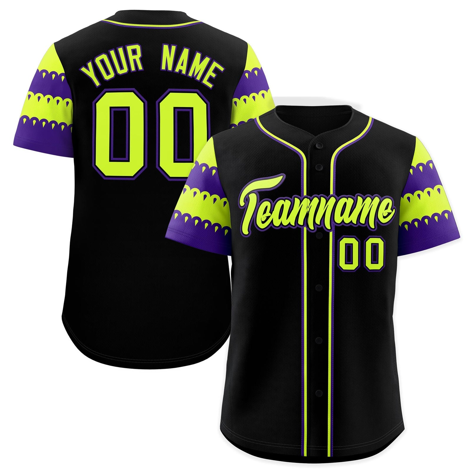 Custom Black Purple Sleeve Flag Lace Baseball Jersey | Sublimation Printed & Embroidery,Add Name and Numbern,Perfect for Teams | KXKSHOP