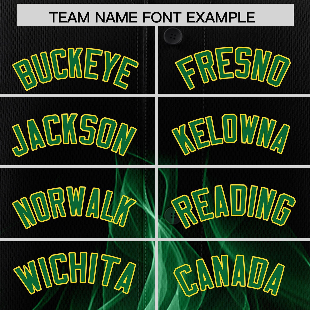 Custom Black Kelly Green Gold Flame Graffiti Pattern Personalization Baseball Jersey| KXKSHOP