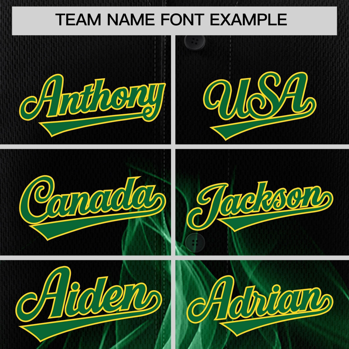 Custom Black Kelly Green Gold Flame Graffiti Pattern Personalization Baseball Jersey| KXKSHOP
