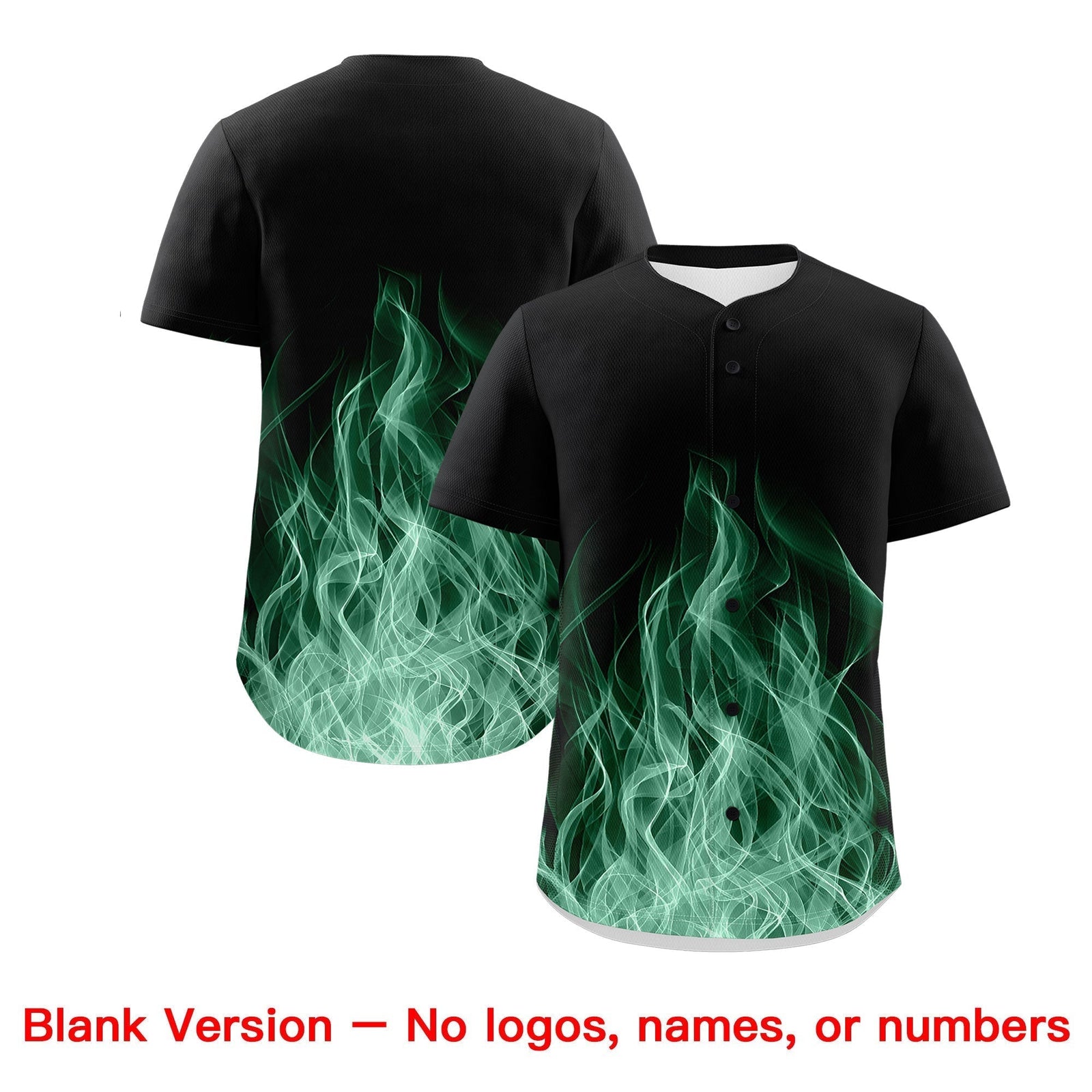 Custom Black Green White Flame Graffiti Pattern Personalization Baseball Jersey| KXKSHOP