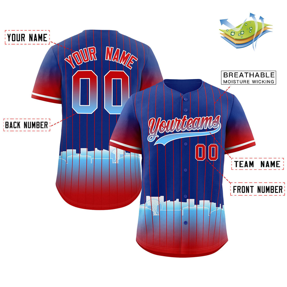 Custom Royal Arlington City Silhouette Authentic Baseball Jersey
