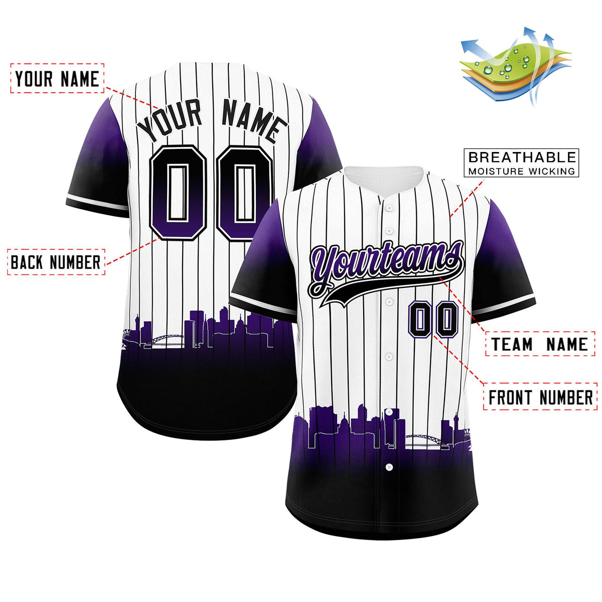 Custom White Denver City Silhouette Authentic Baseball Jersey