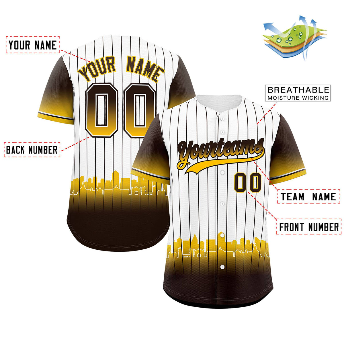 Custom White San Diego City Silhouette Authentic Baseball Jersey
