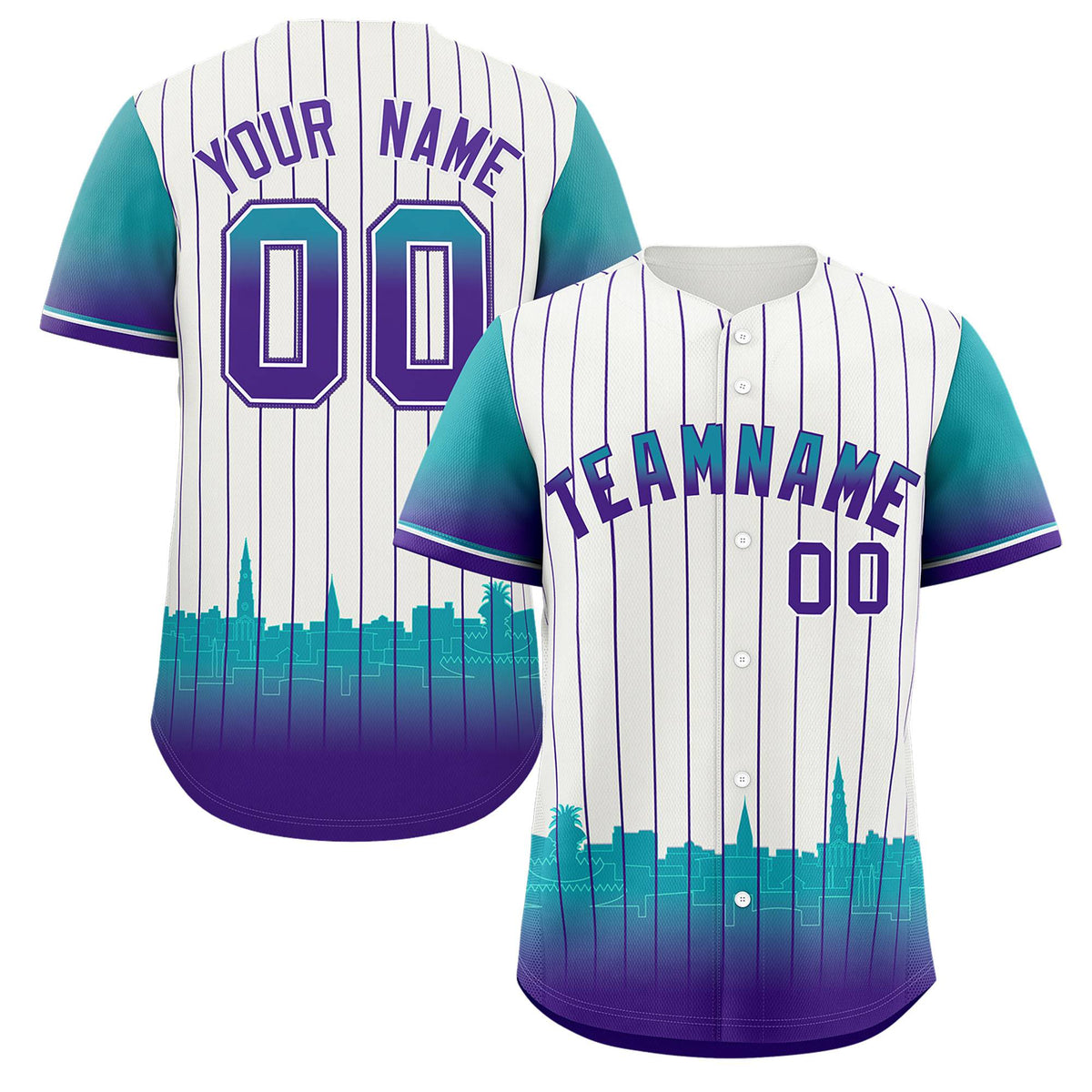 Custom White Charleston.SC City Silhouette Authentic Baseball Jersey