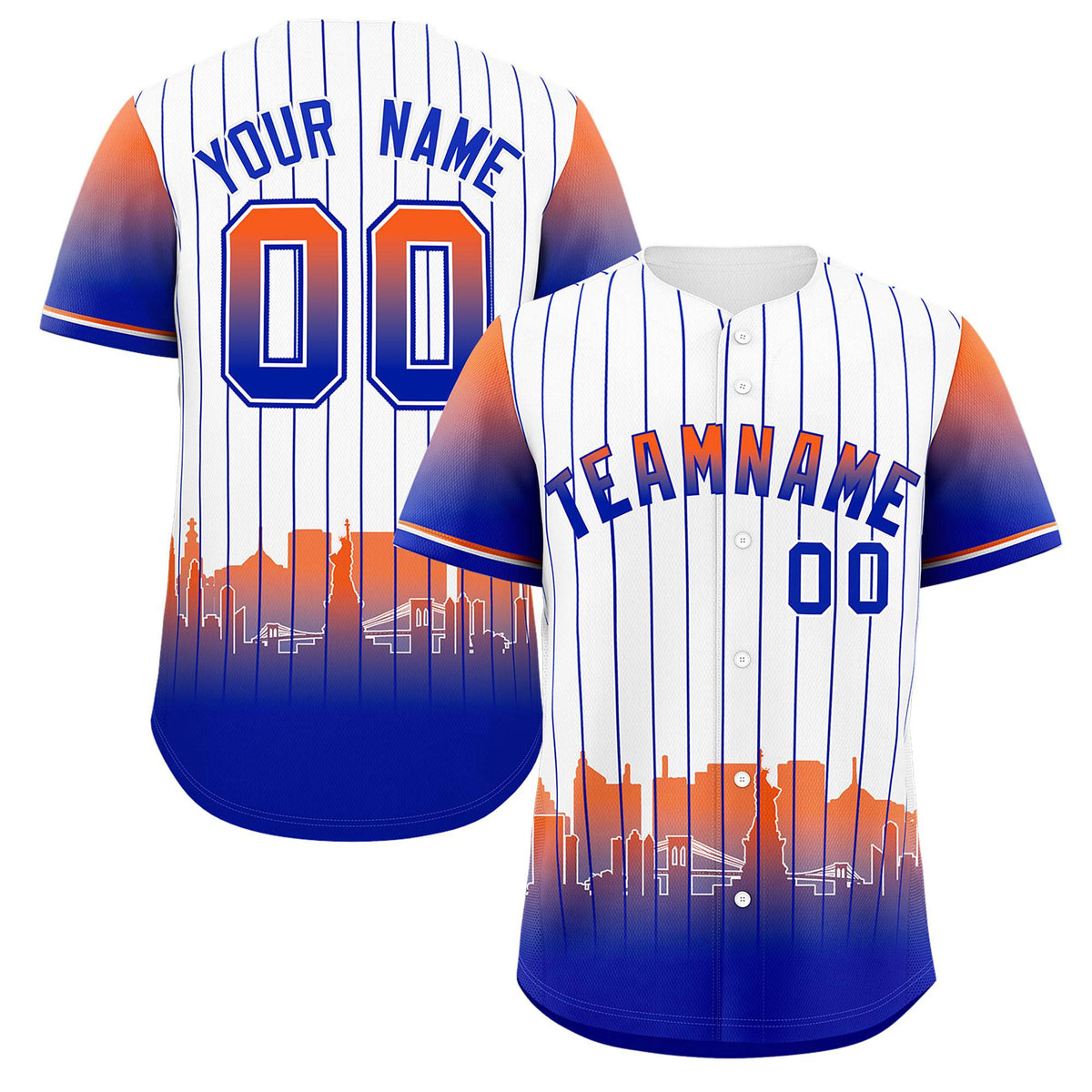 Custom White New York City Silhouette Authentic Baseball Jersey