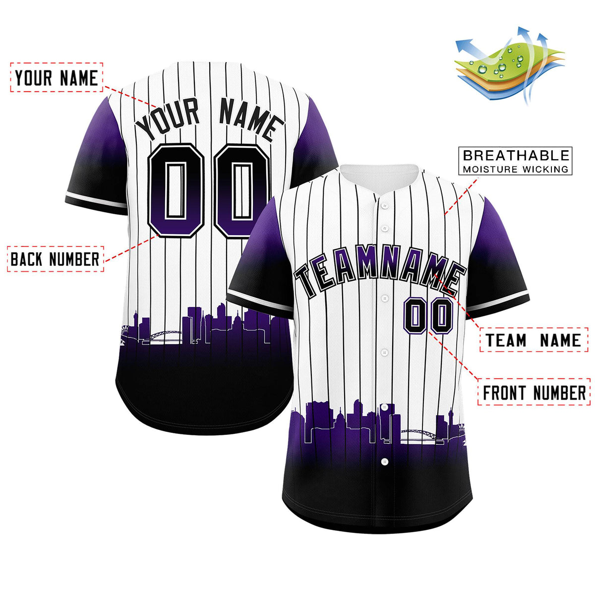 Custom White Denver City Silhouette Authentic Baseball Jersey