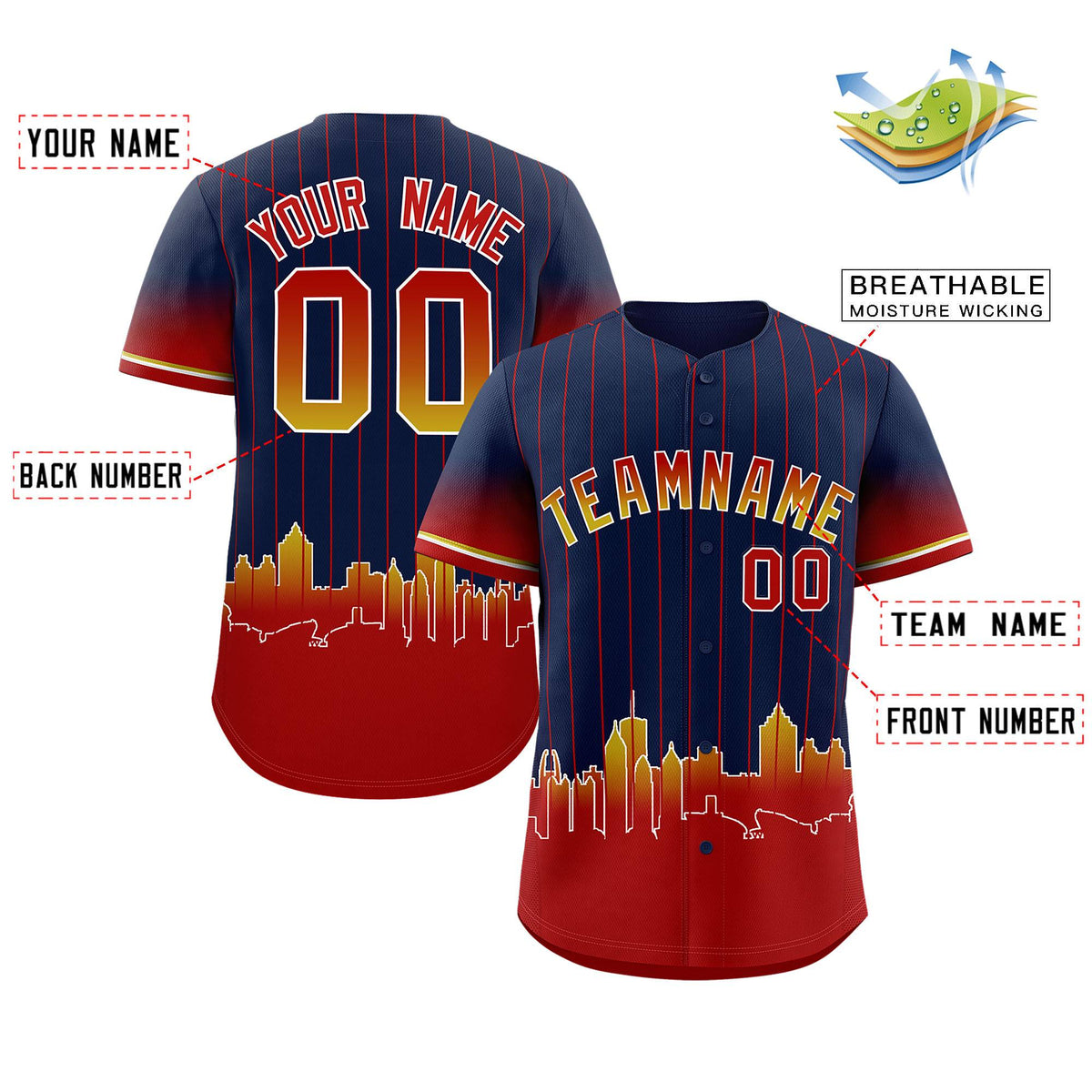 Custom Navy Atlanta City Silhouette Authentic Baseball Jersey