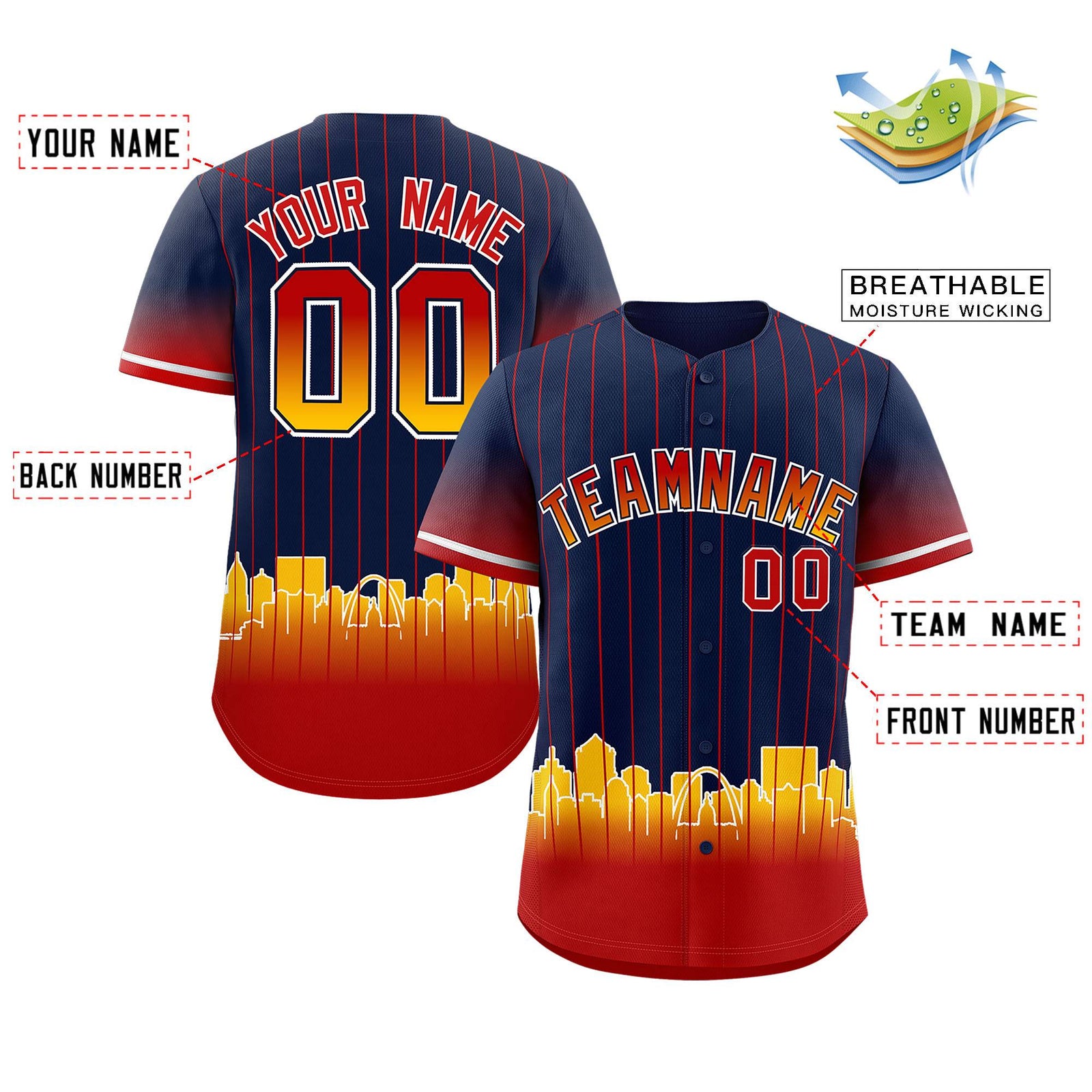 Custom Navy St. Louis City Silhouette Authentic Baseball Jersey