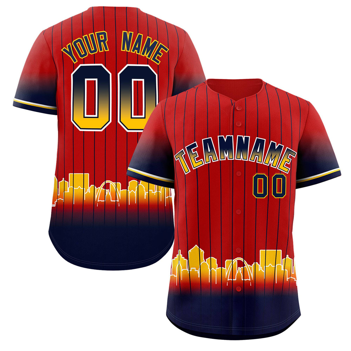 Custom Red St. Louis City Silhouette Authentic Baseball Jersey