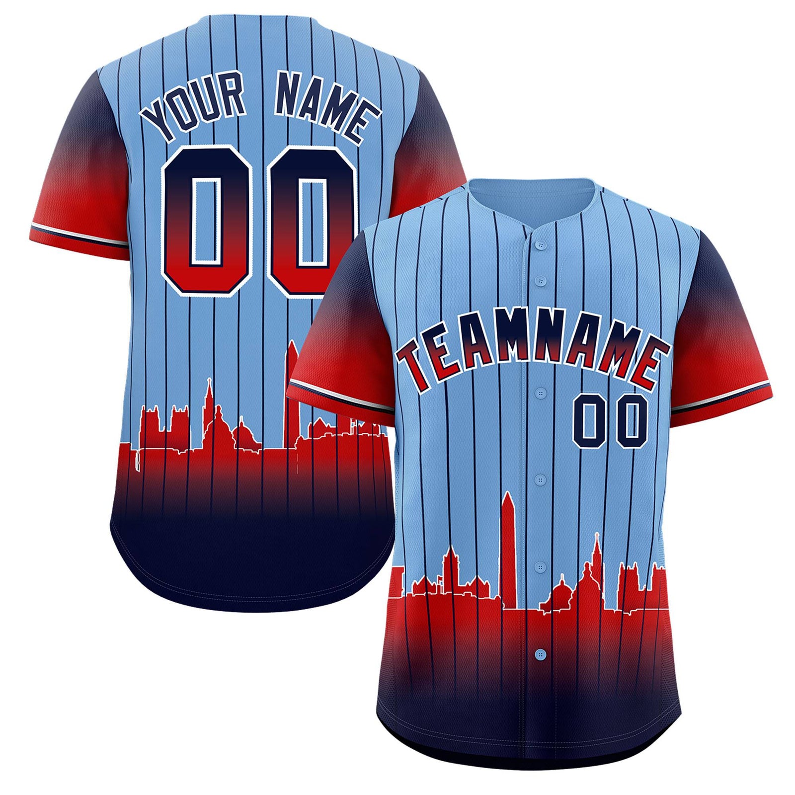 Custom Powder Blue Washington City Silhouette Authentic Baseball Jersey