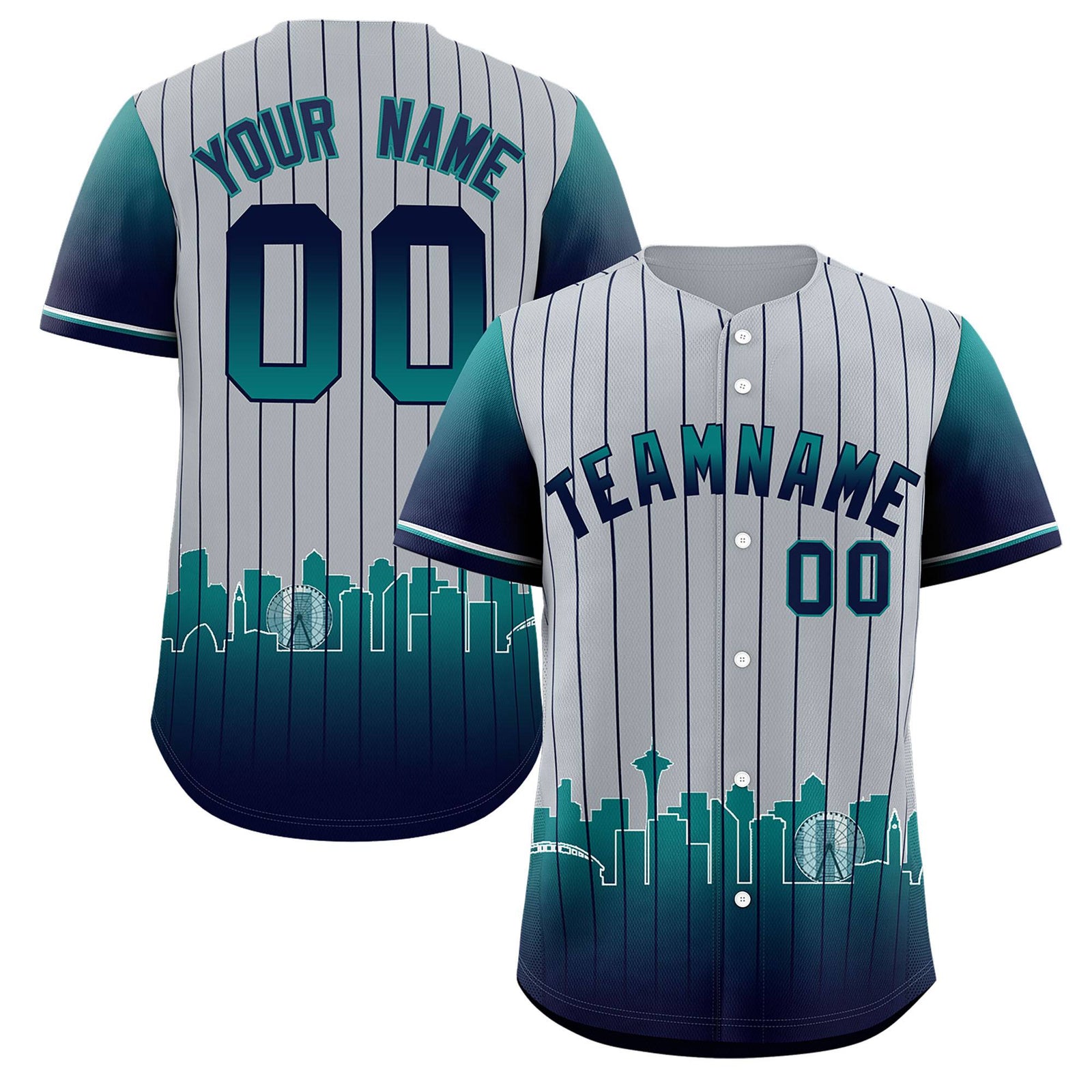Custom Gray Seattle City Silhouette Authentic Baseball Jersey