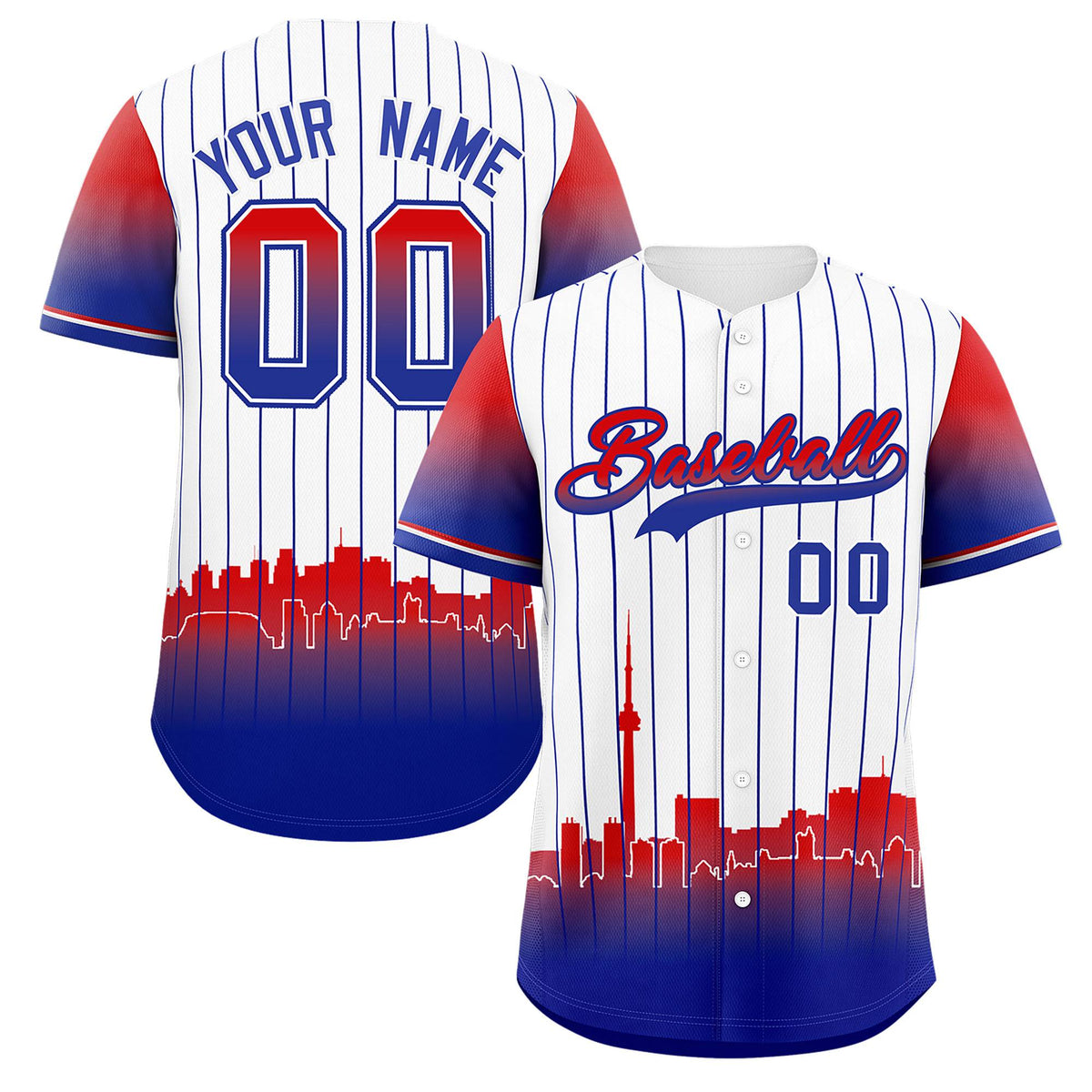 Custom White Toronto City Silhouette Authentic Baseball Jersey