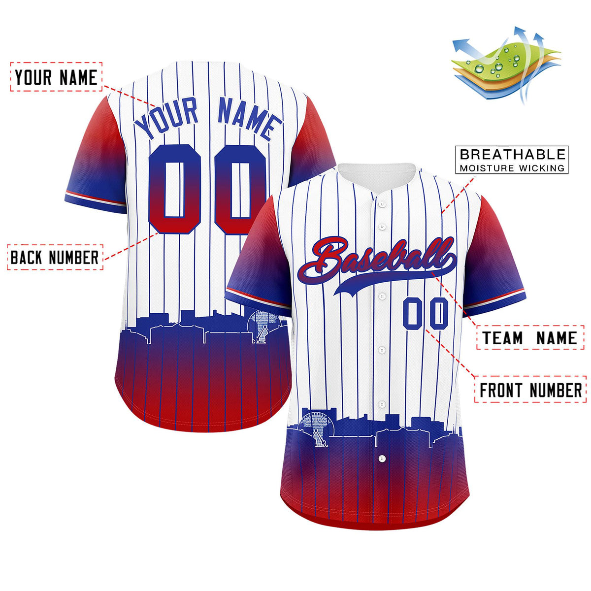 Custom White Arlington City Silhouette Authentic Baseball Jersey