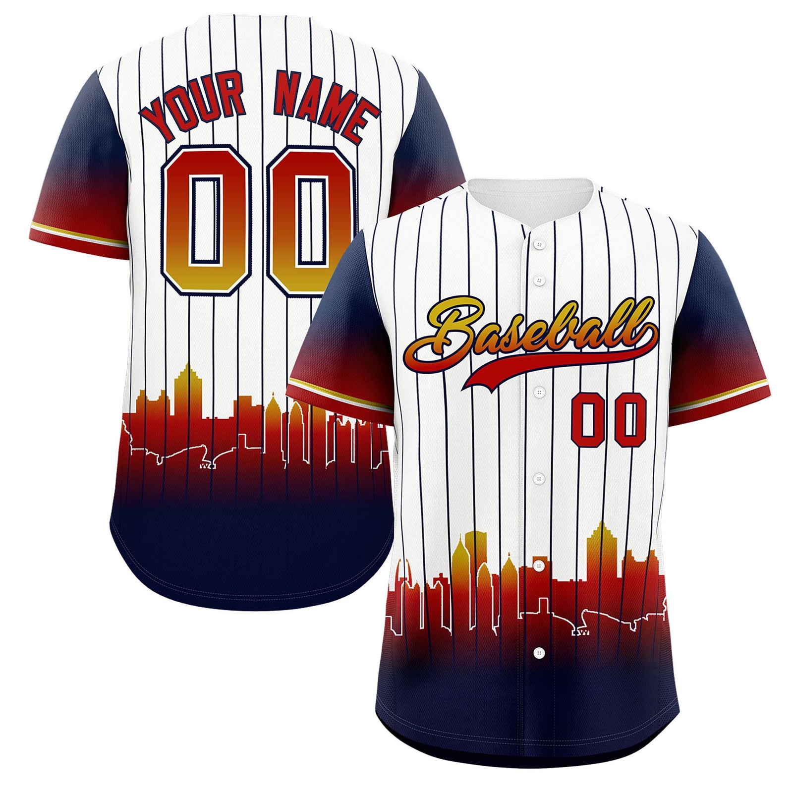 Custom White Atlanta City Silhouette Authentic Baseball Jersey