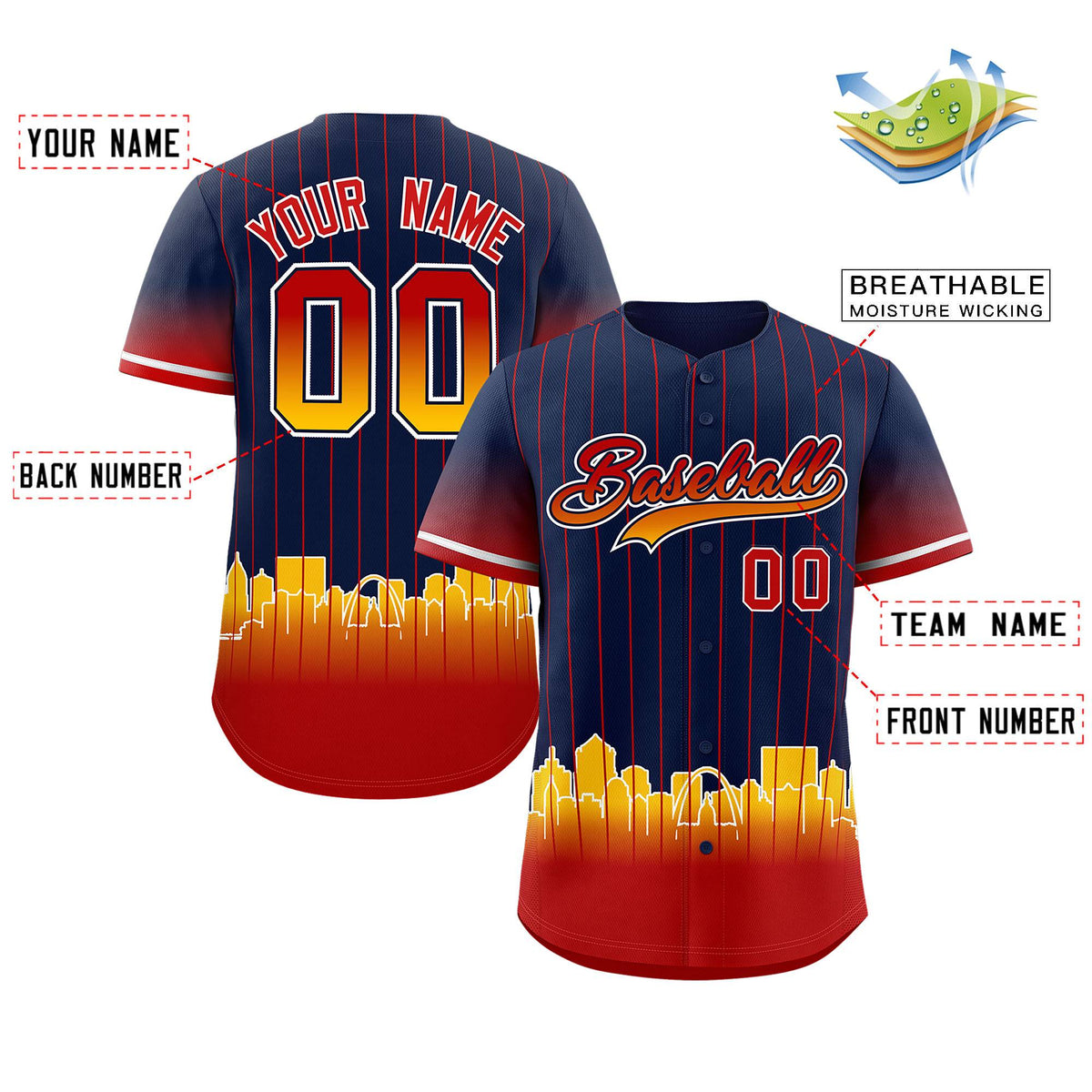 Custom Navy St. Louis City Silhouette Authentic Baseball Jersey