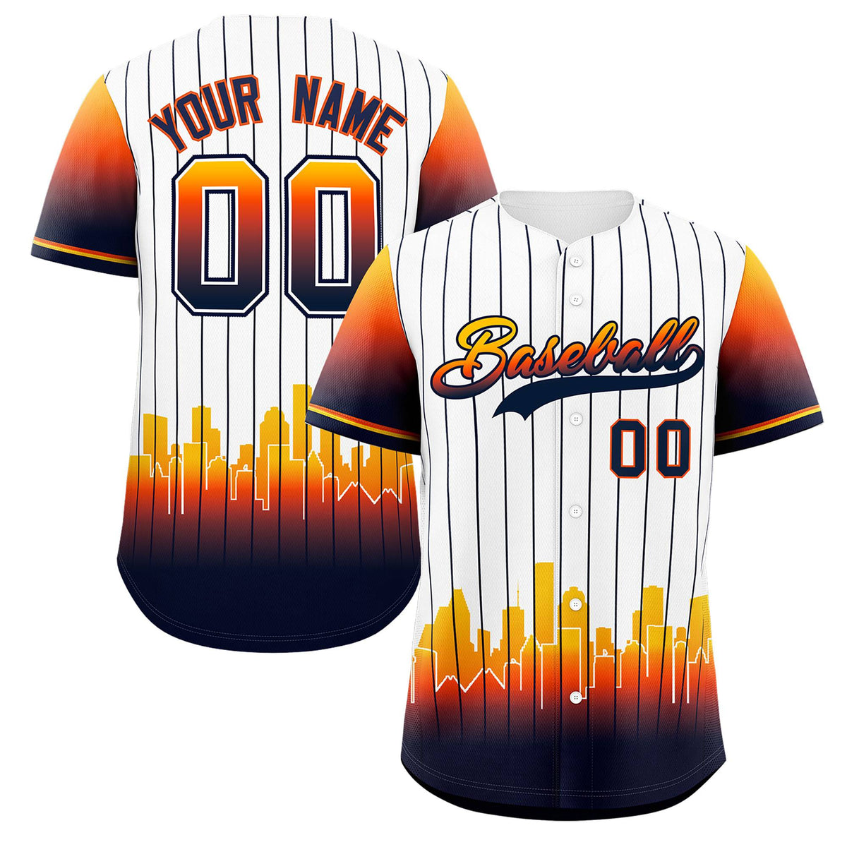 Custom White Houston City Silhouette Authentic Baseball Jersey