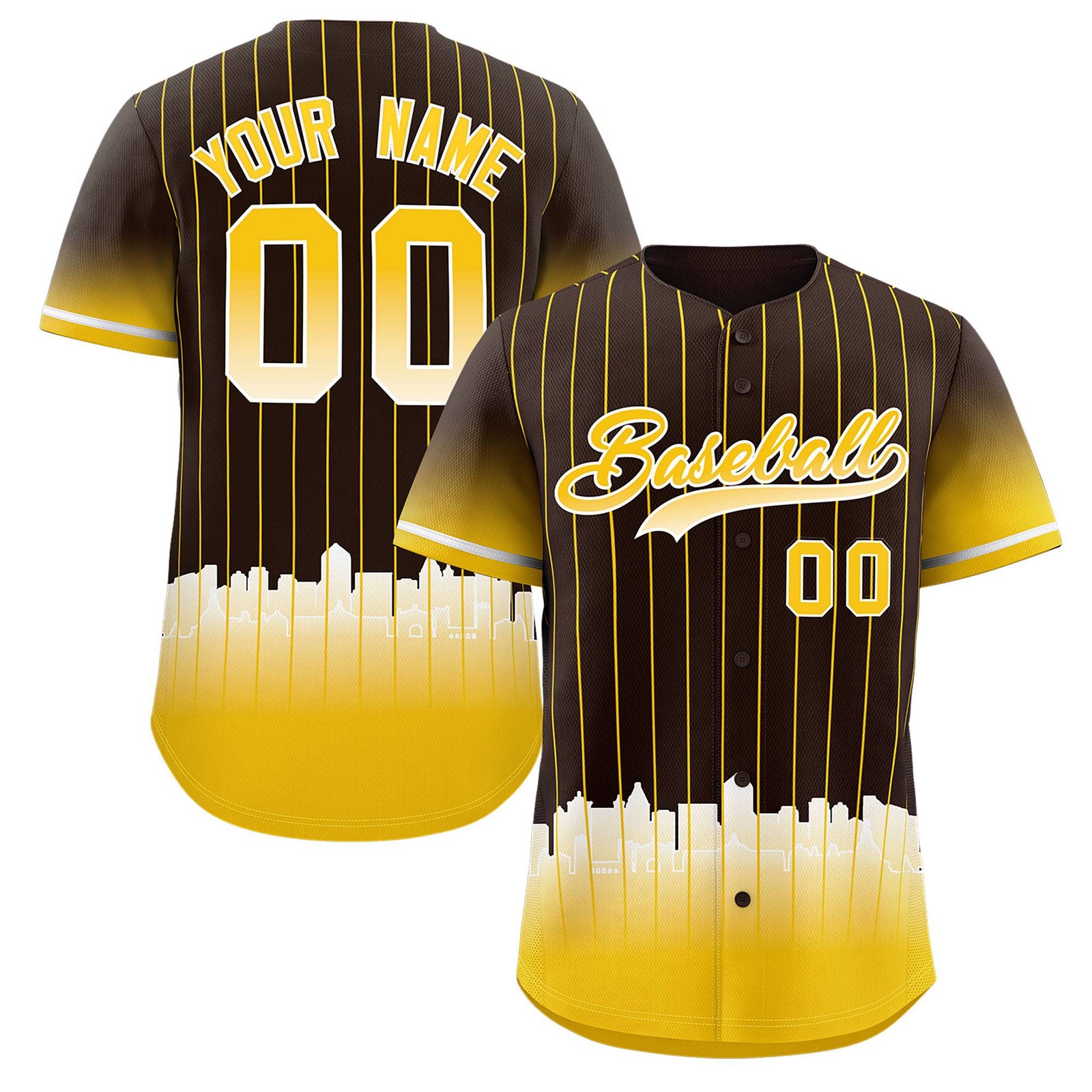 Custom Brown San Diego City Silhouette Authentic Baseball Jersey