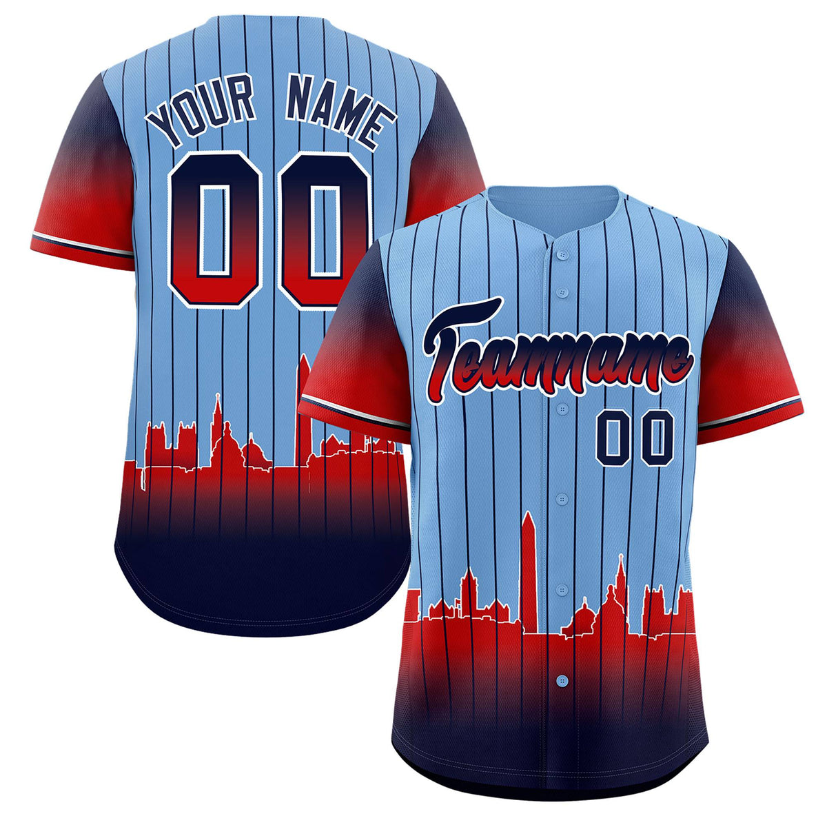 Custom Powder Blue Washington City Silhouette Authentic Baseball Jersey