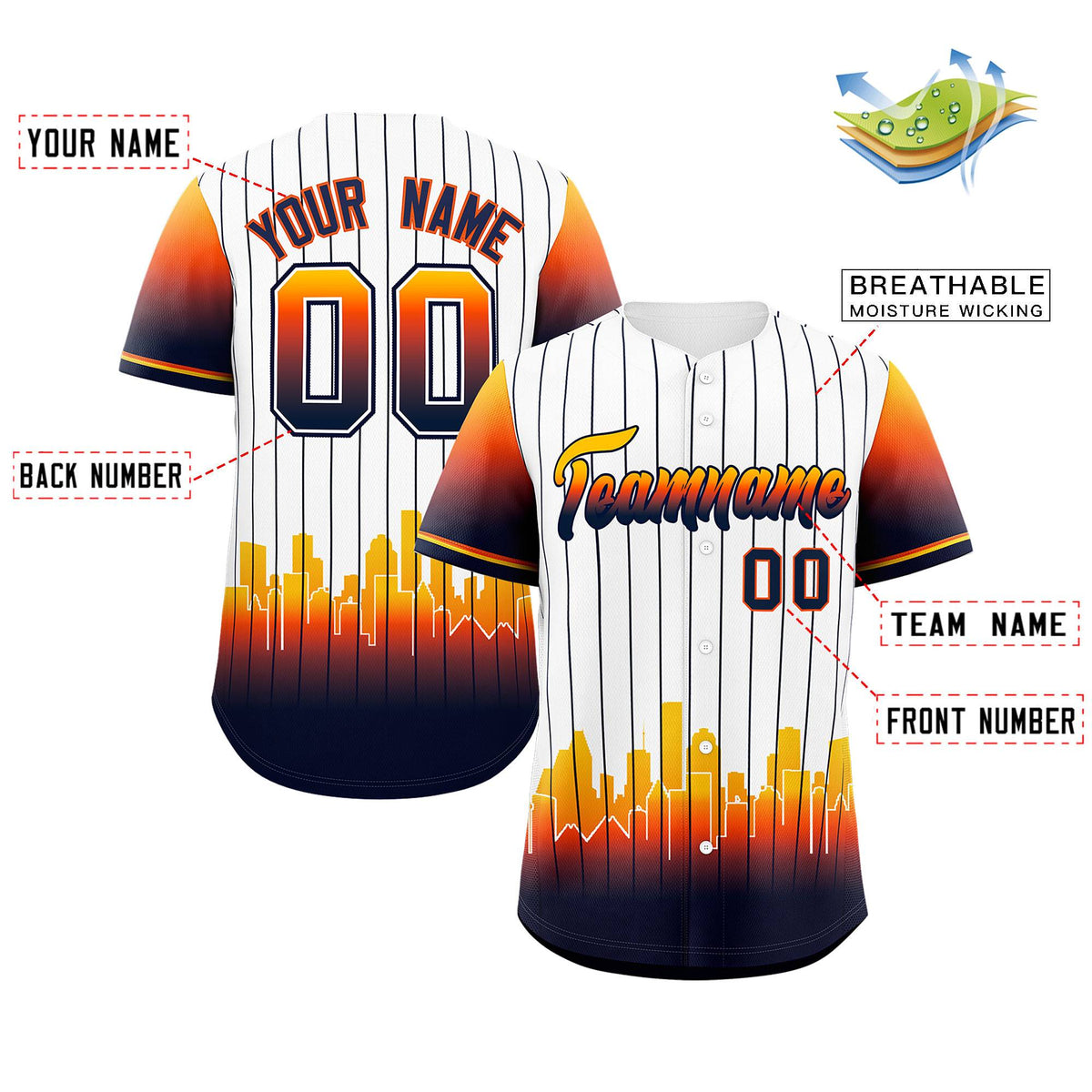 Custom White Houston City Silhouette Authentic Baseball Jersey