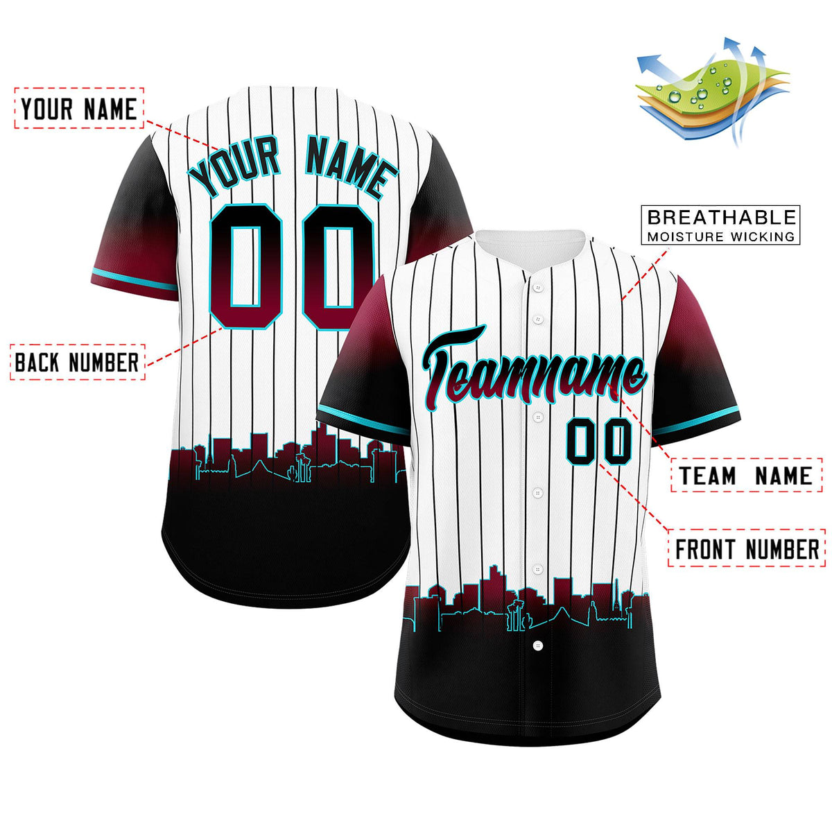 Custom White Phoenix City Silhouette Authentic Baseball Jersey