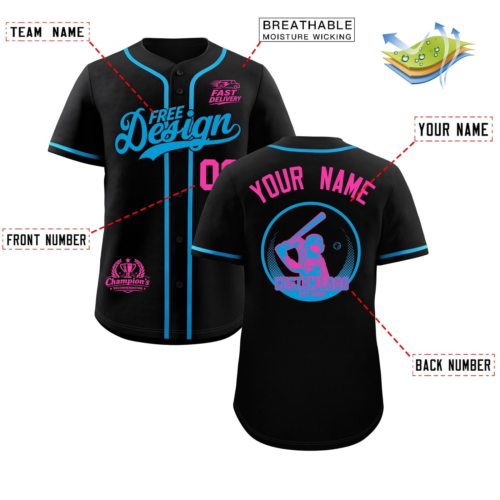 Custom Black Blue Classic Style Stitched Sports Uniform Personalized For Teams Baseball Jersey| KXKSHOP