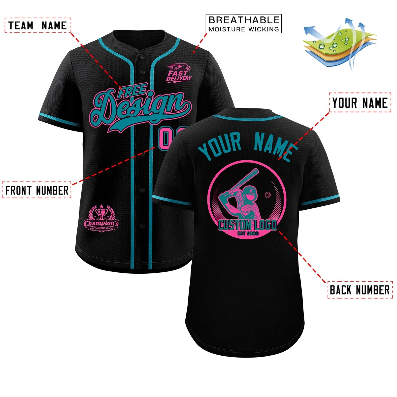 Custom Black Teal Classic Style Stitched Sports Uniform Personalized For Teams Baseball Jersey| KXKSHOP
