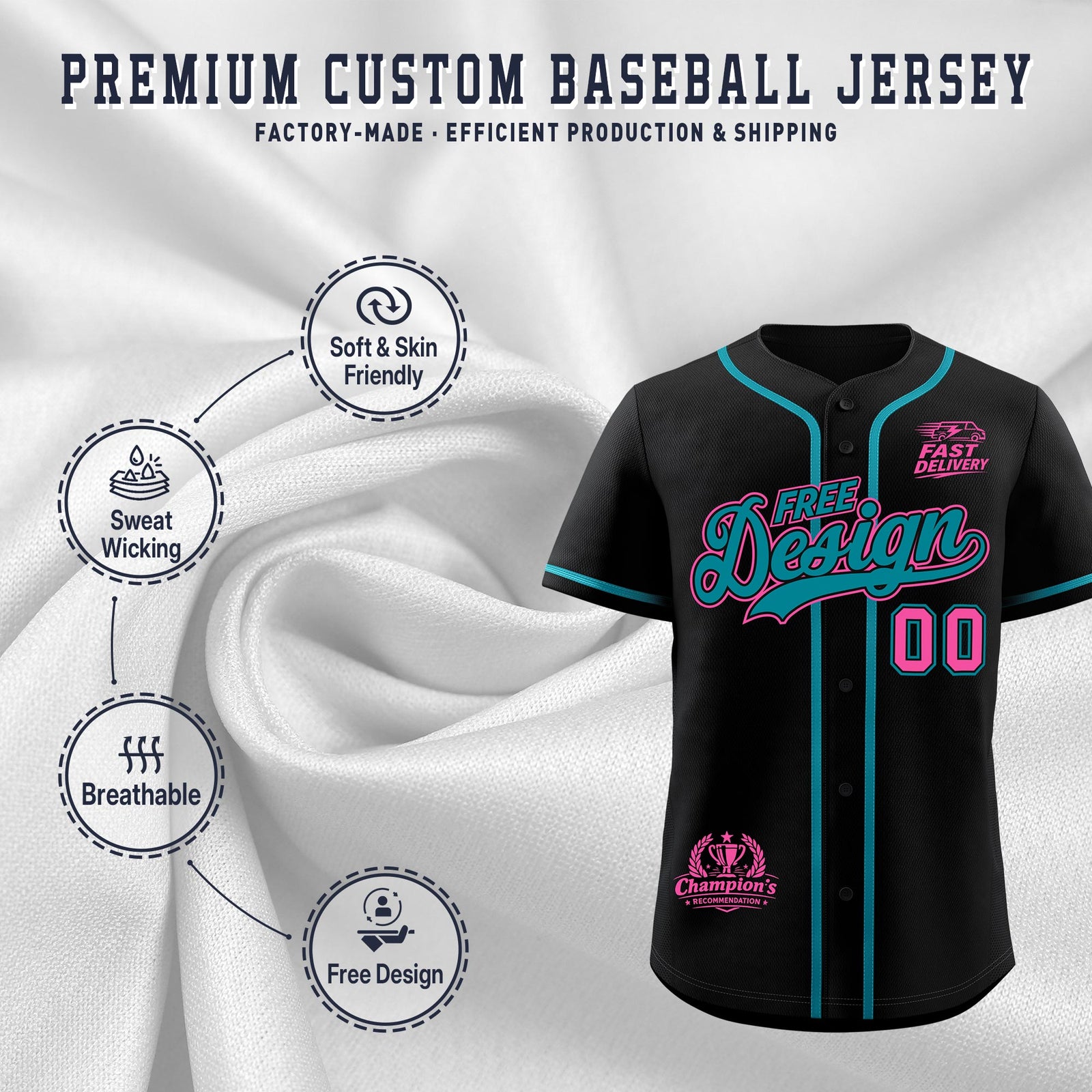 Custom Black Teal Classic Style Stitched Sports Uniform Personalized For Teams Baseball Jersey| KXKSHOP