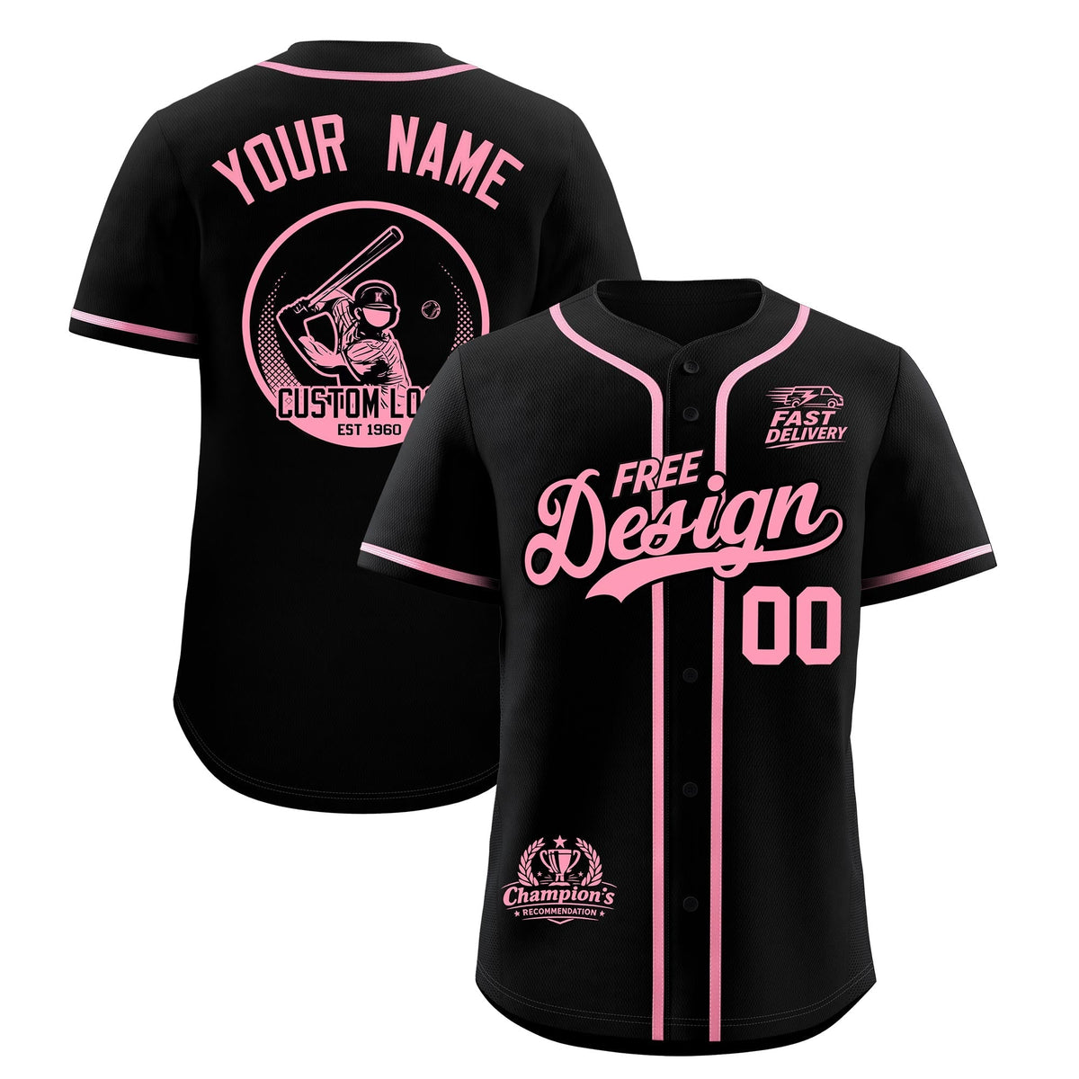 Custom Black Light Pink Classic Style Stitched Sports Uniform Personalized For Teams Baseball Jersey| KXKSHOP
