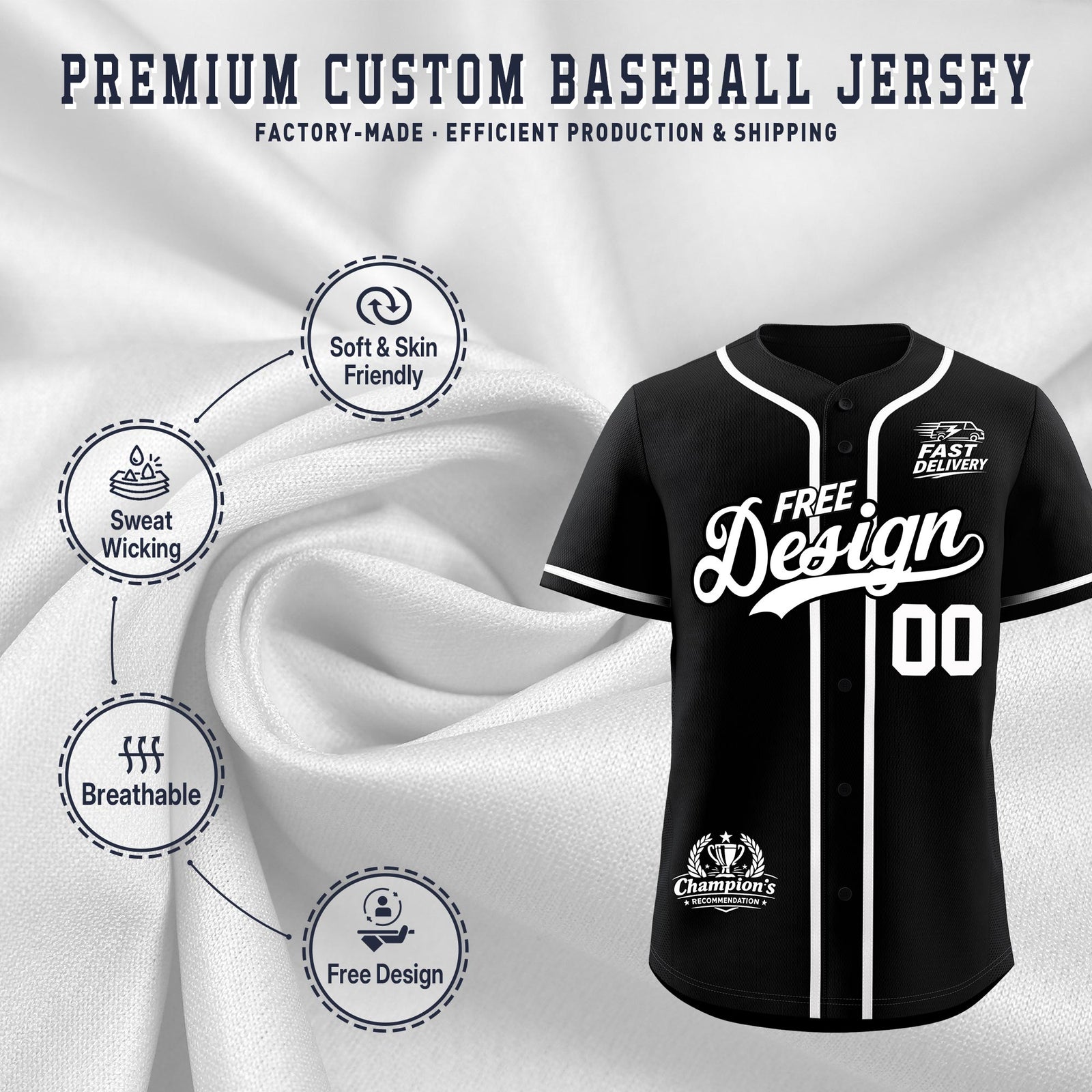 Custom Black White Classic Style Stitched Sports Uniform Personalized For Teams Baseball Jersey| KXKSHOP