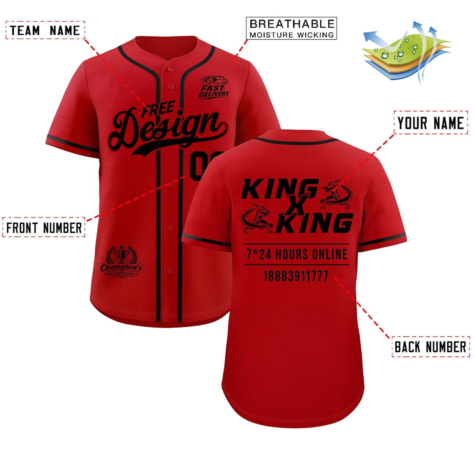 Custom Red Black Classic Style Stitched Sports Uniform Personalized For Teams Baseball Jersey| KXKSHOP
