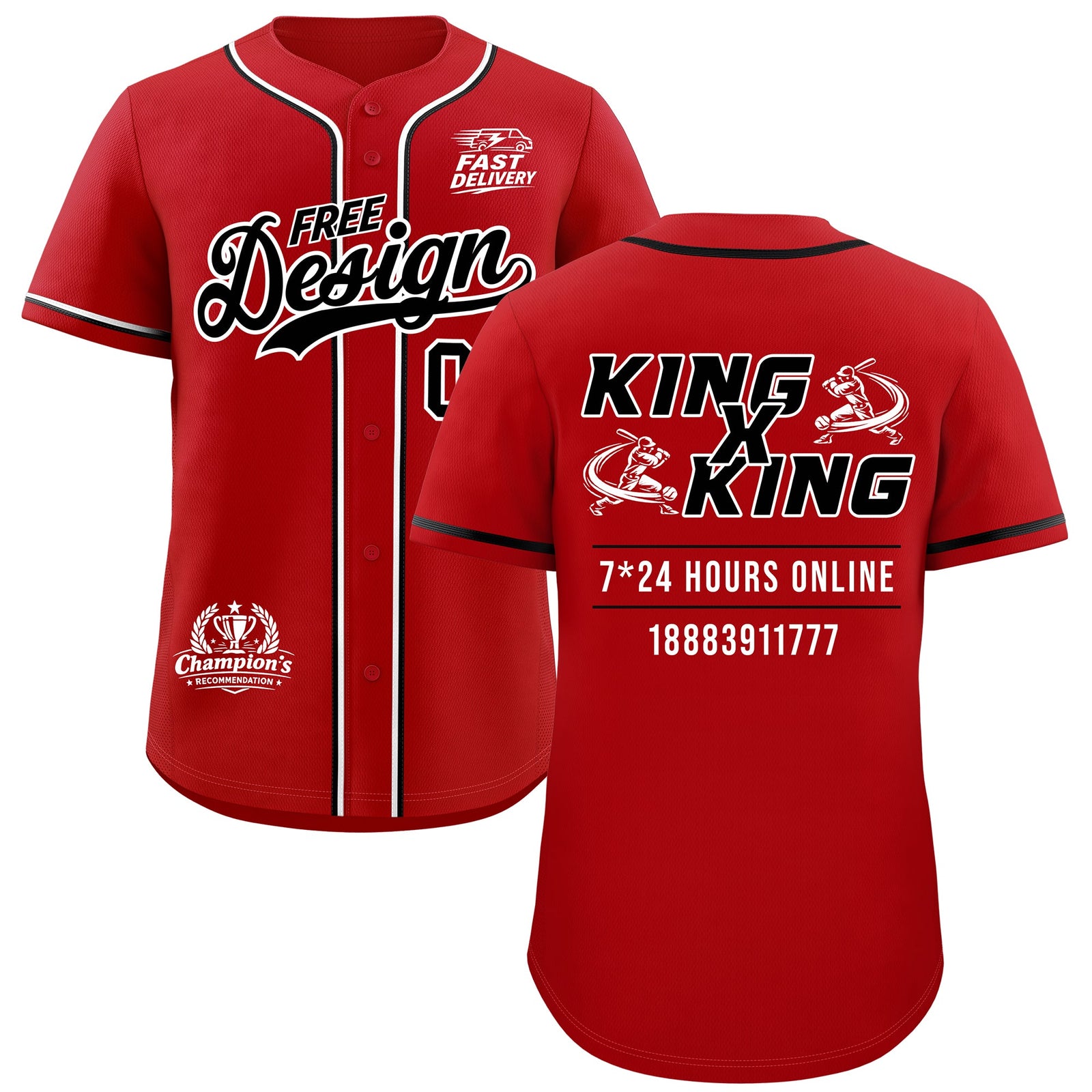 Custom Red Black White Classic Style Baseball Jersey Stitched Sports Uniform Personalized For Teams