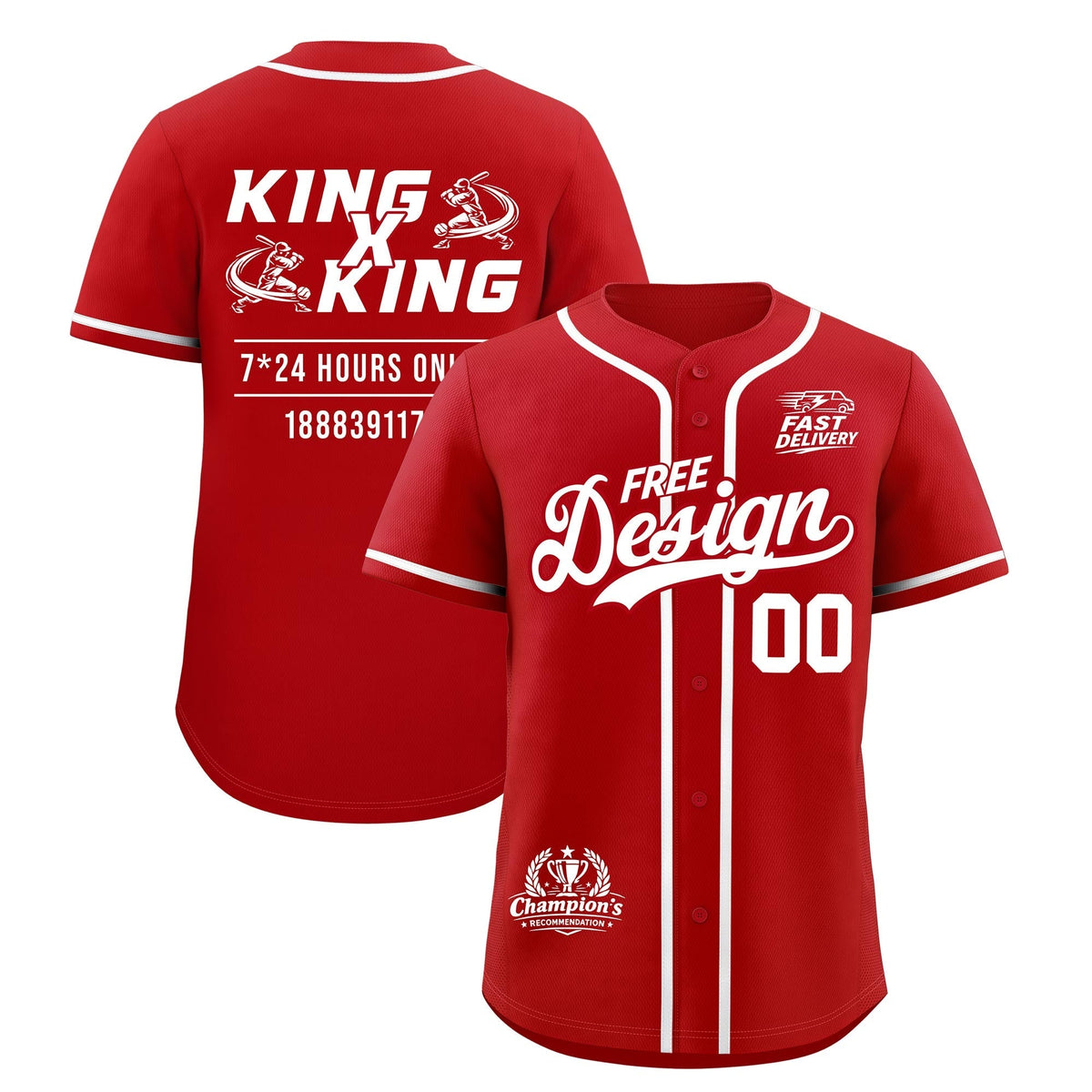 Custom Red White Classic Style Stitched Sports Uniform Personalized For Teams Baseball Jersey| KXKSHOP