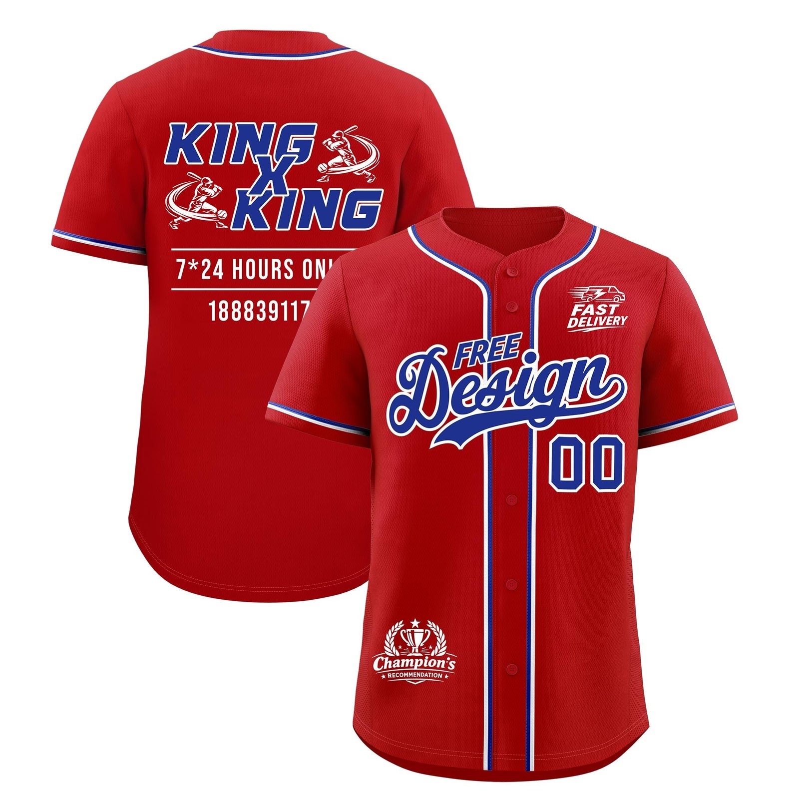 Custom Red Royal Classic Style Stitched Sports Uniform Personalized For Teams Baseball Jersey| KXKSHOP