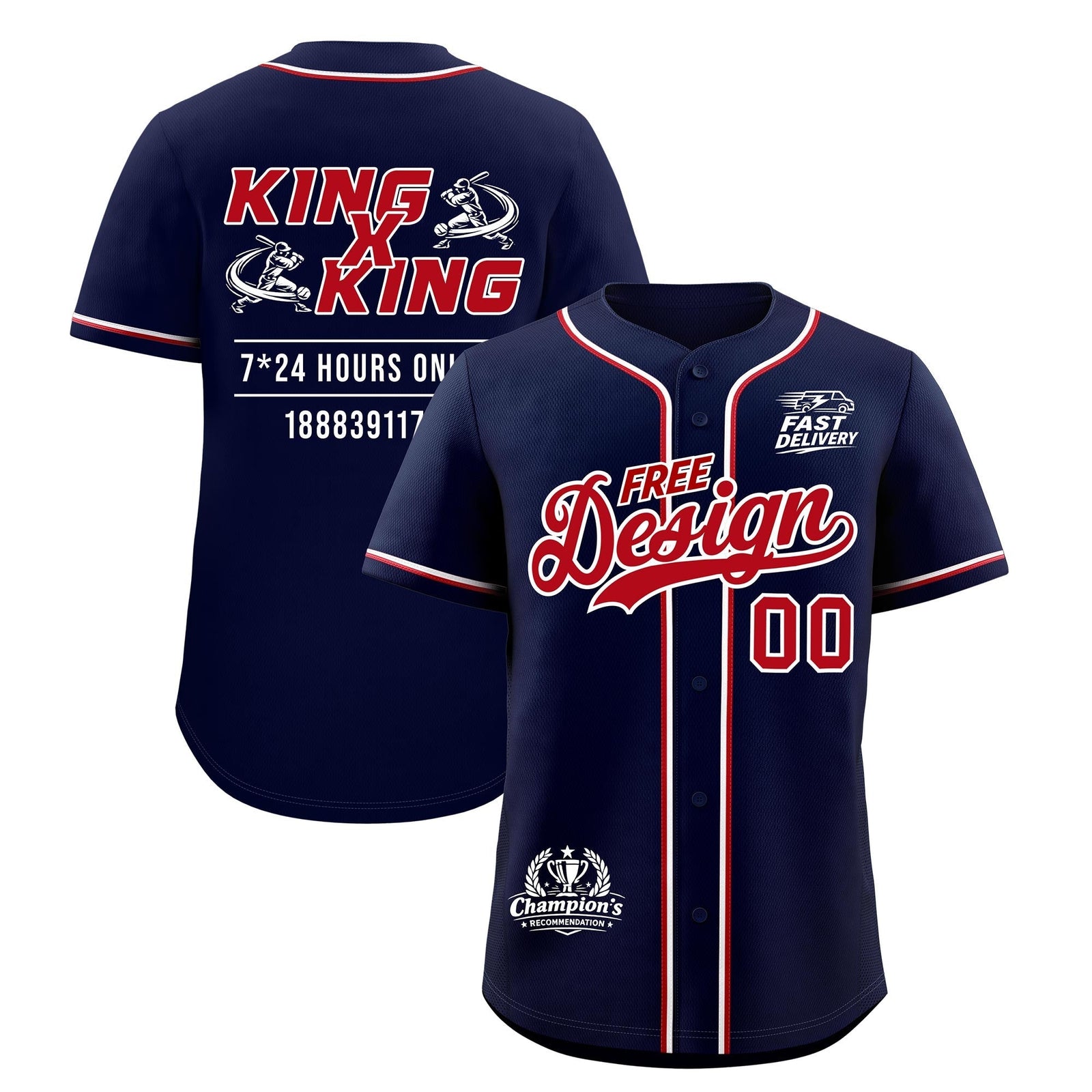 Custom Navy Red Classic Style Stitched Sports Uniform Personalized For Teams Baseball Jersey| KXKSHOP