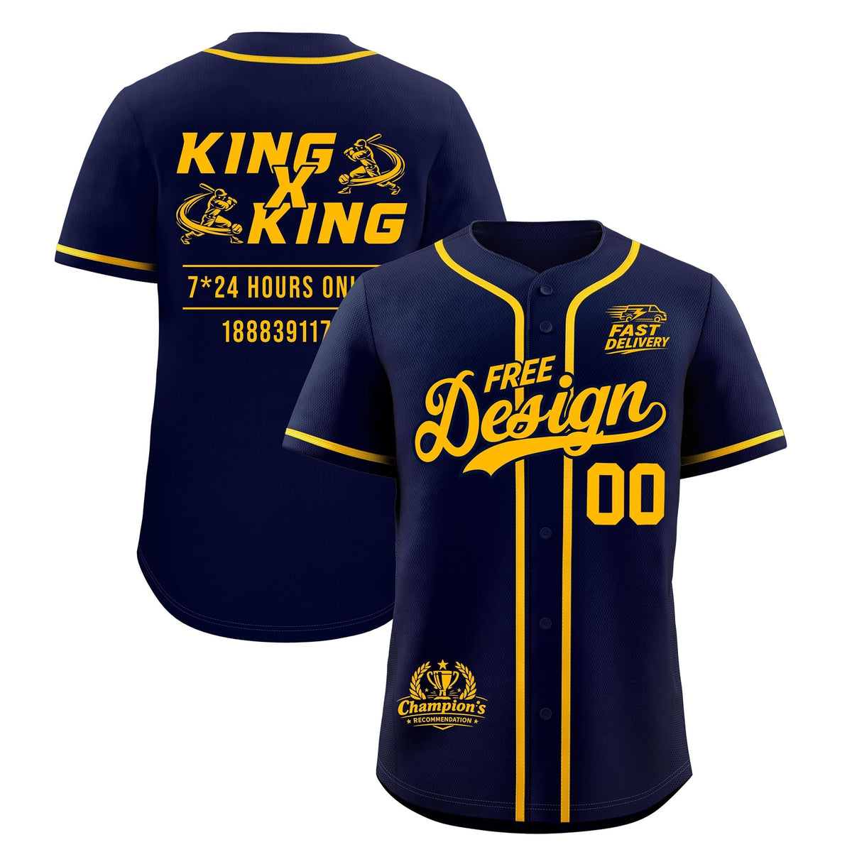 Custom Navy Yellow Classic Style Stitched Sports Uniform Personalized For Teams Baseball Jersey| KXKSHOP