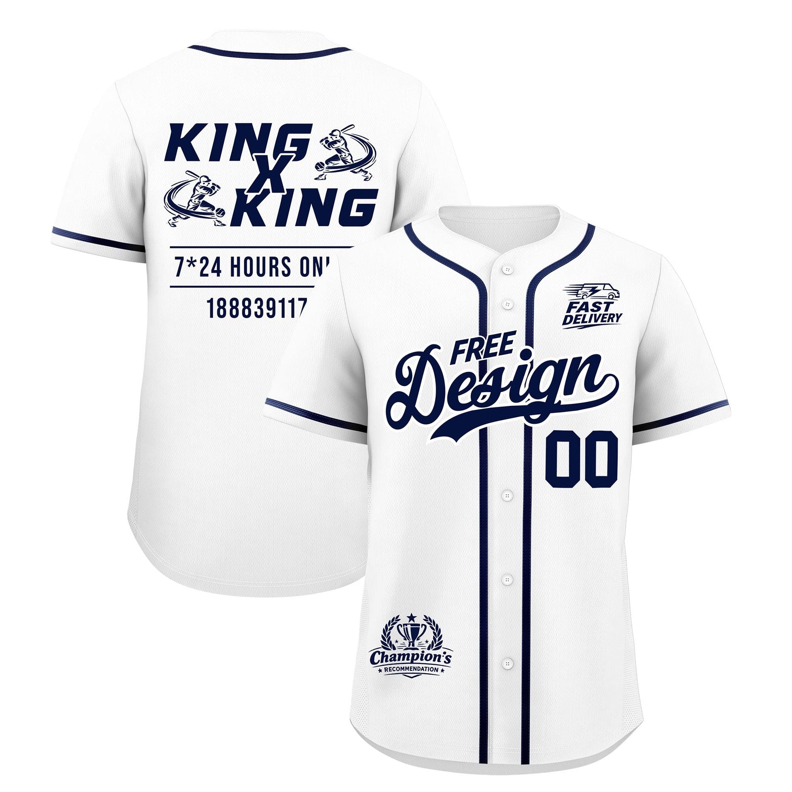Custom White Navy Classic Style Stitched Sports Uniform Personalized For Teams Baseball Jersey| KXKSHOP